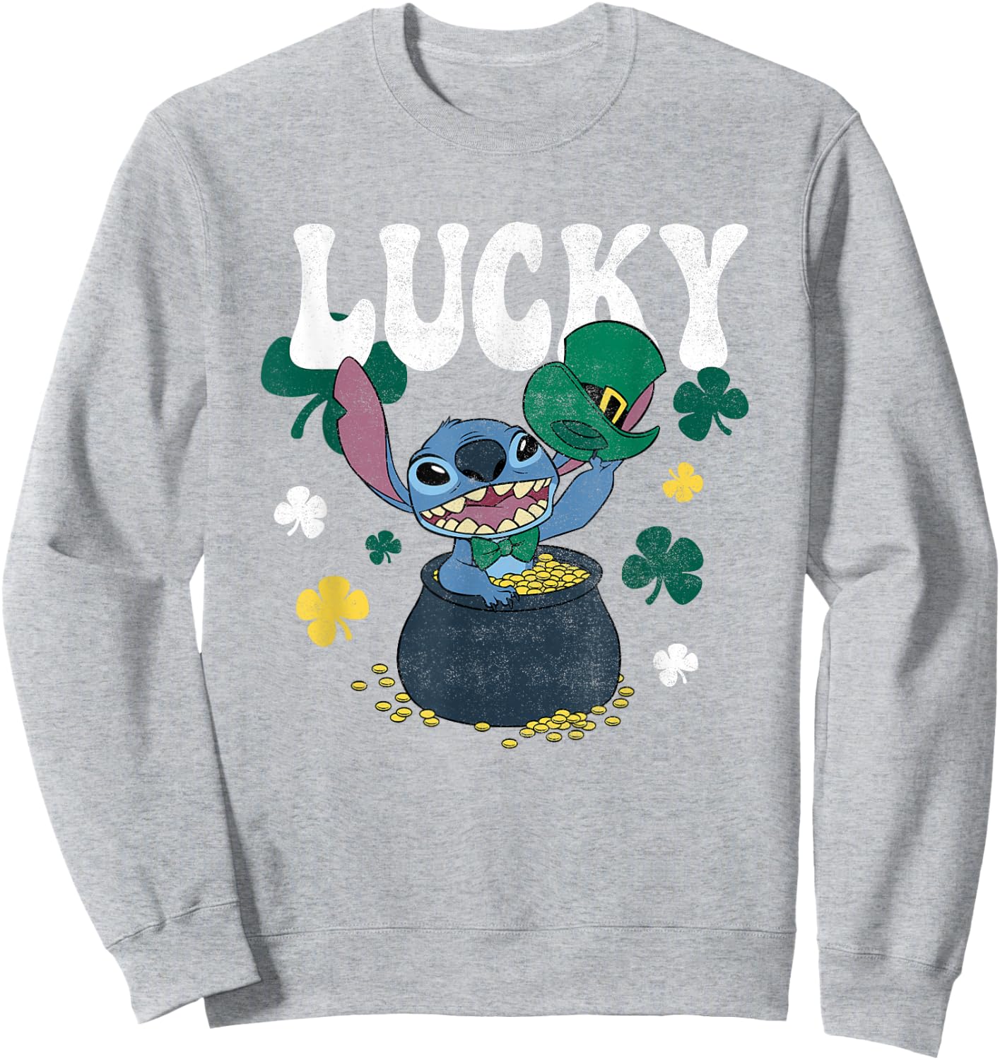 Disney Lilo & Stitch St. Patrick's Day Lucky Stitch Sweatshirt - Sweatshirt | Ash