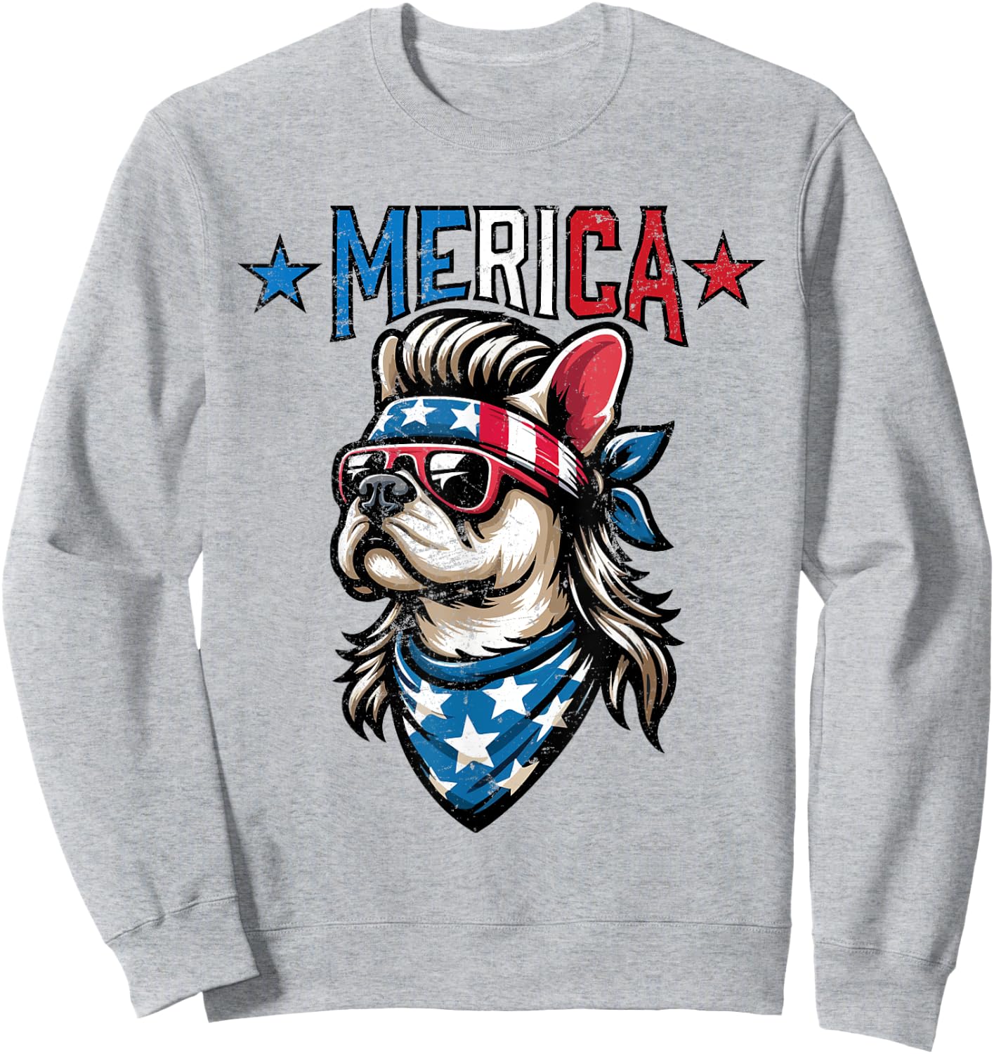 Patriotic French Bulldog - Merica Sweatshirt - Sweatshirt | Ash