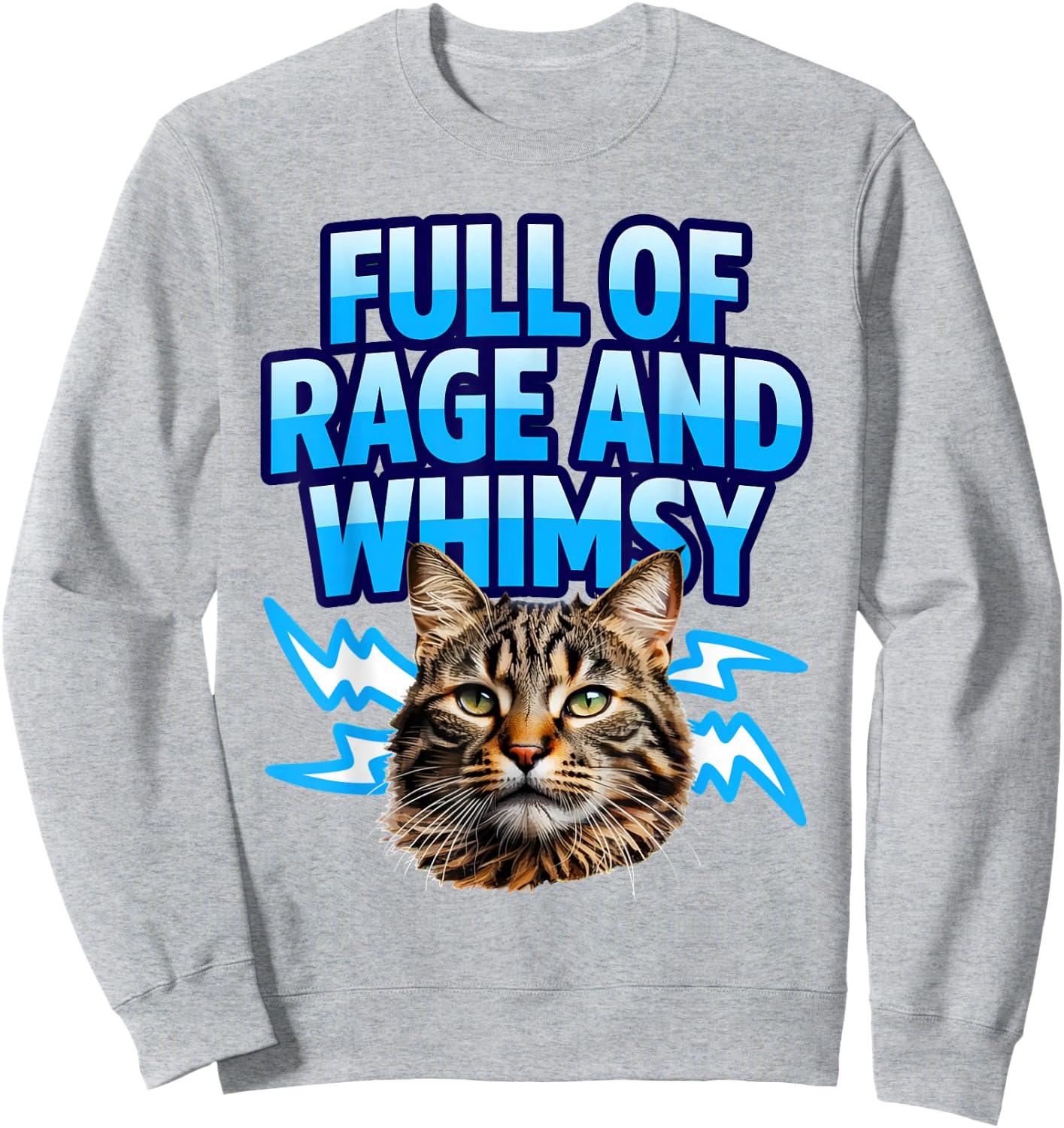 Full of Rage and Whimsy Cat Featuring Meme Whimsical Weird Sweatshirt - Sweatshirt | Ash