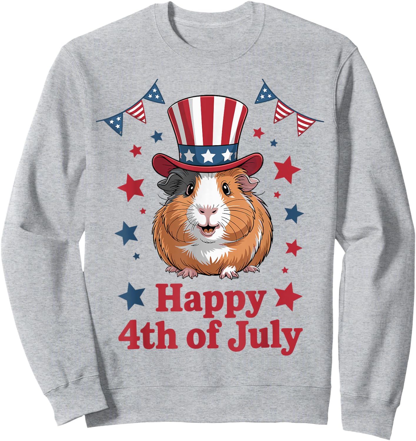 Happy 4th of July Patriotic Guinea Pig Lovers Fireworks Sweatshirt - Sweatshirt | Ash