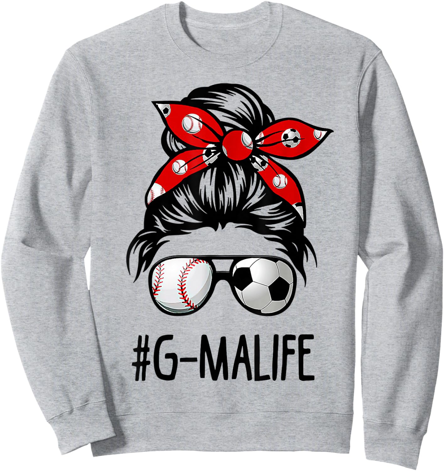 Classy G-ma Life Soccer Messy Bun Baseball Game Day Sweatshirt - Sweatshirt | Ash