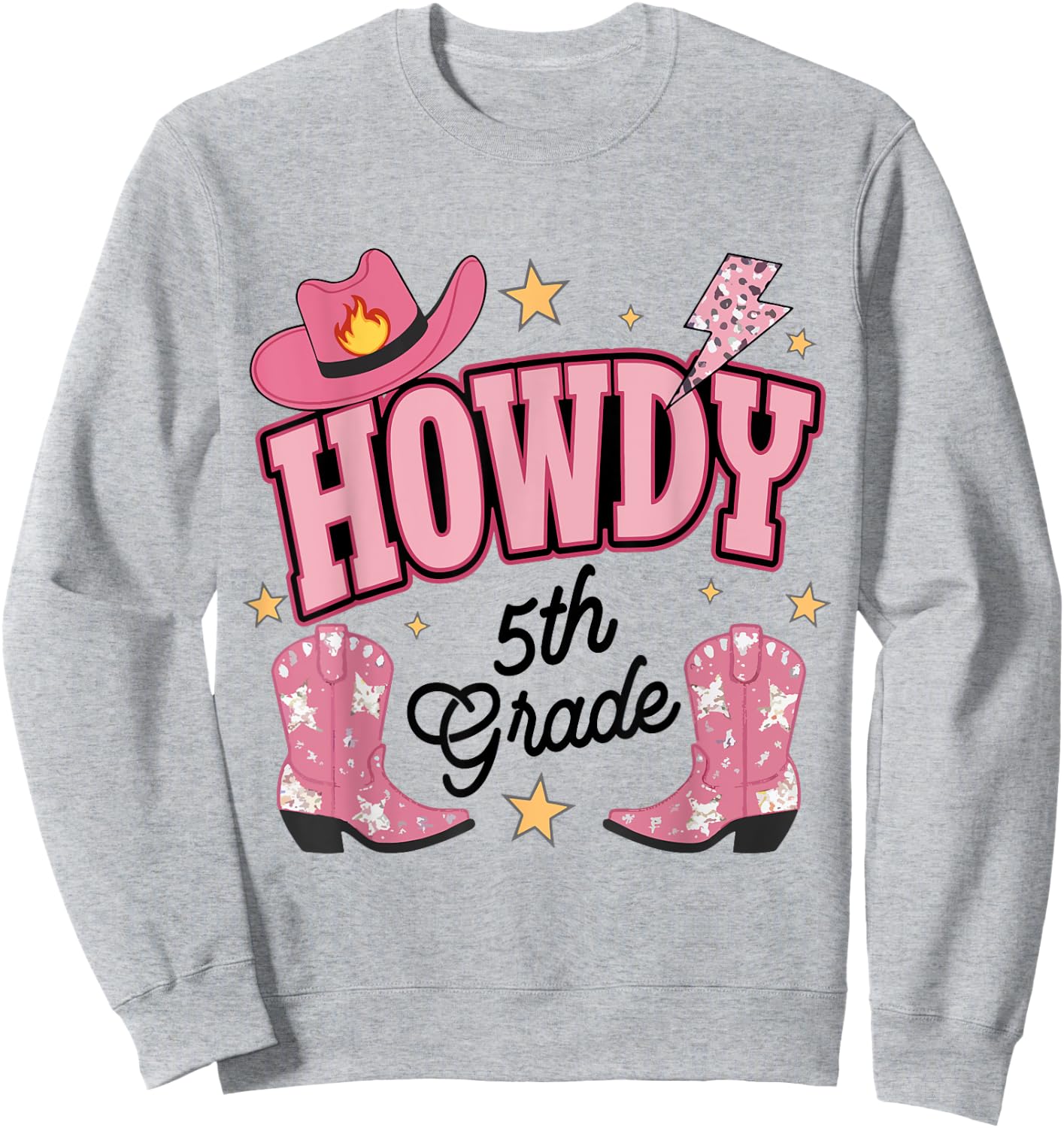 Western Howdy Fifth Grade Back To School 5th Grade Teacher Women Girls Kids Sweatshirt - Sweatshirt | Ash