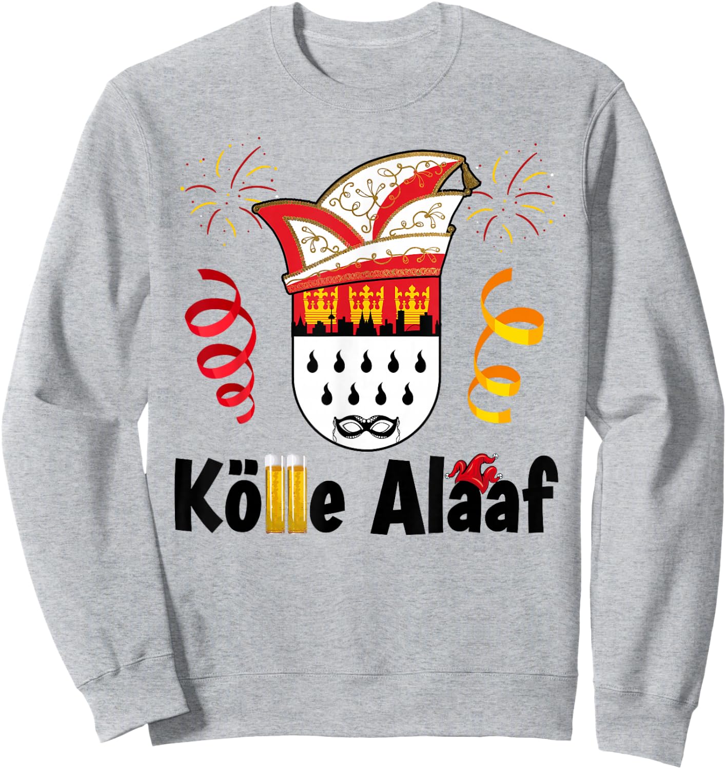 Cologne Cathedral Cologne Alaaf Confetti Carnival , White Sweatshirt - Sweatshirt | Ash
