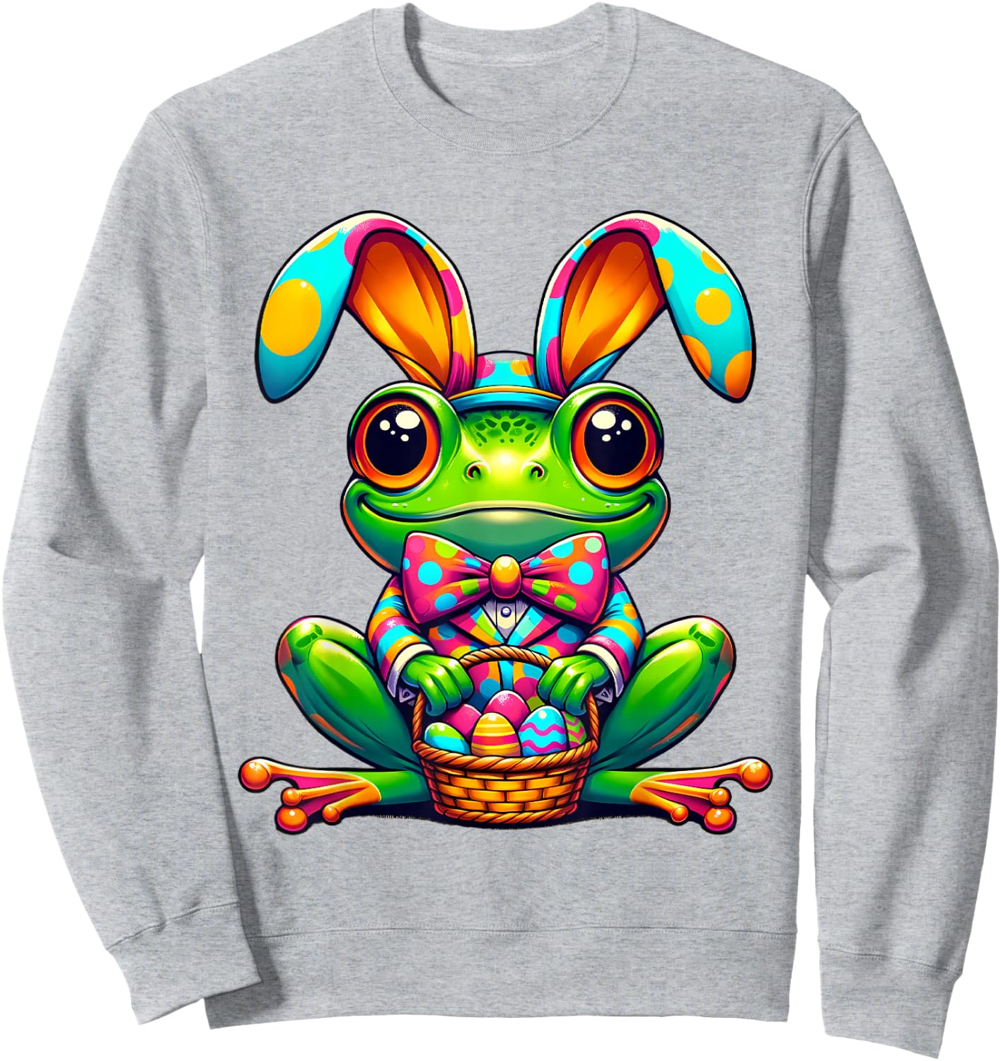Easter Frog Bunny Ears Women Men Kids Sweatshirt - Sweatshirt | Ash