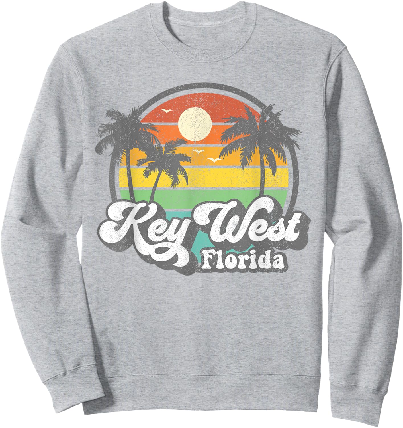 Vintage Key West Florida Keys Retro 70's Beach Vacation Gift Sweatshirt - Sweatshirt | Ash