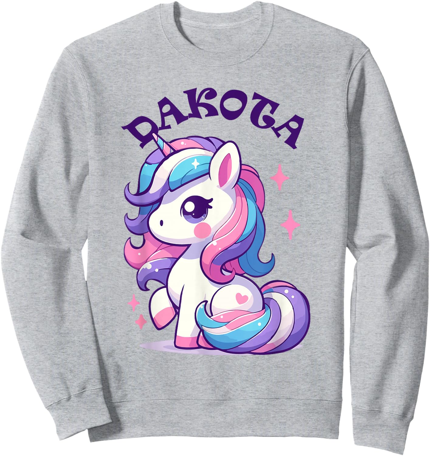Dakota Cute Unicorn Design for Girls Name Dakota Sweatshirt - Sweatshirt | Ash