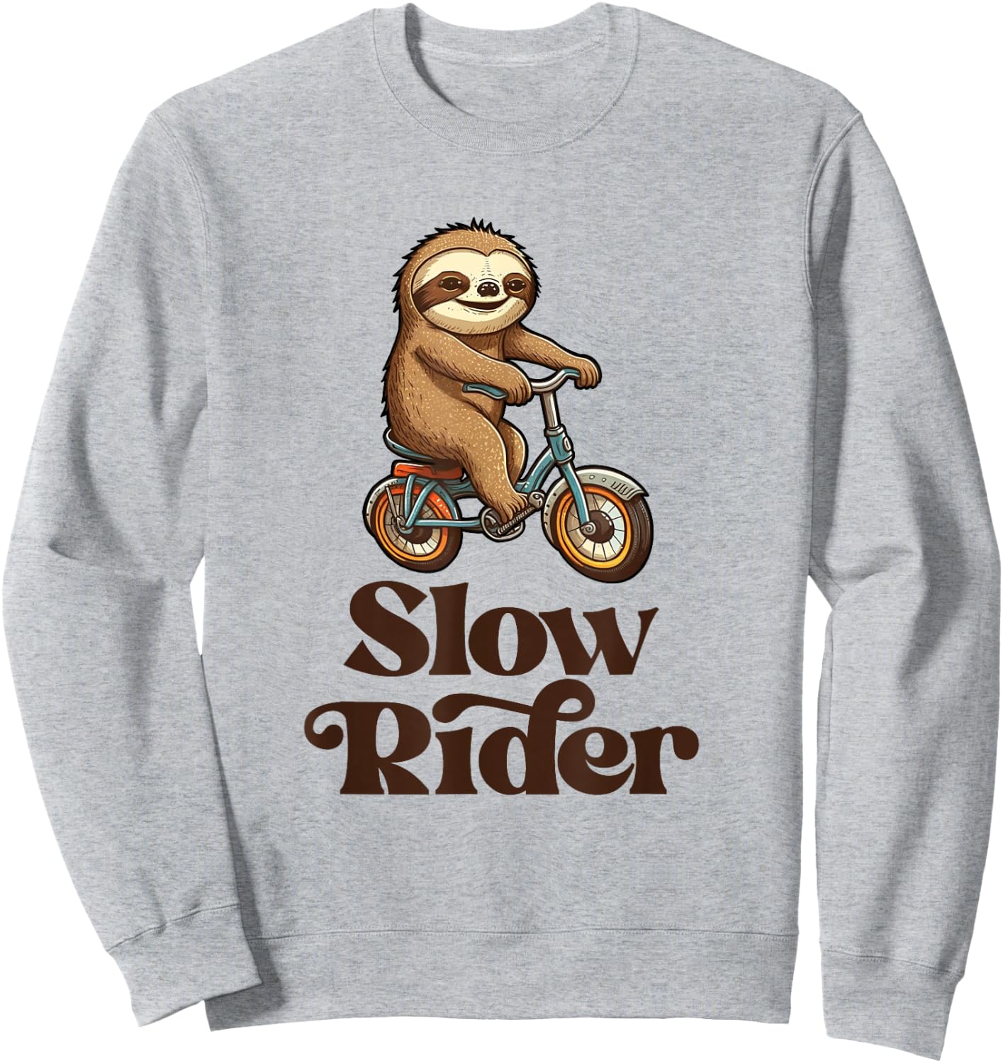 Slow Rider Sloth Riding Bike Sweatshirt - Sweatshirt | Ash