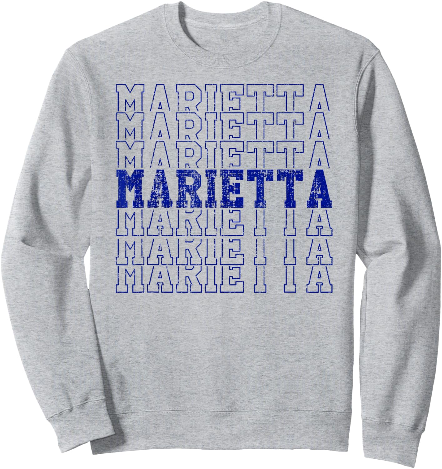 Trendy Retro Marietta GA Distressed Sweatshirt - Sweatshirt | Ash