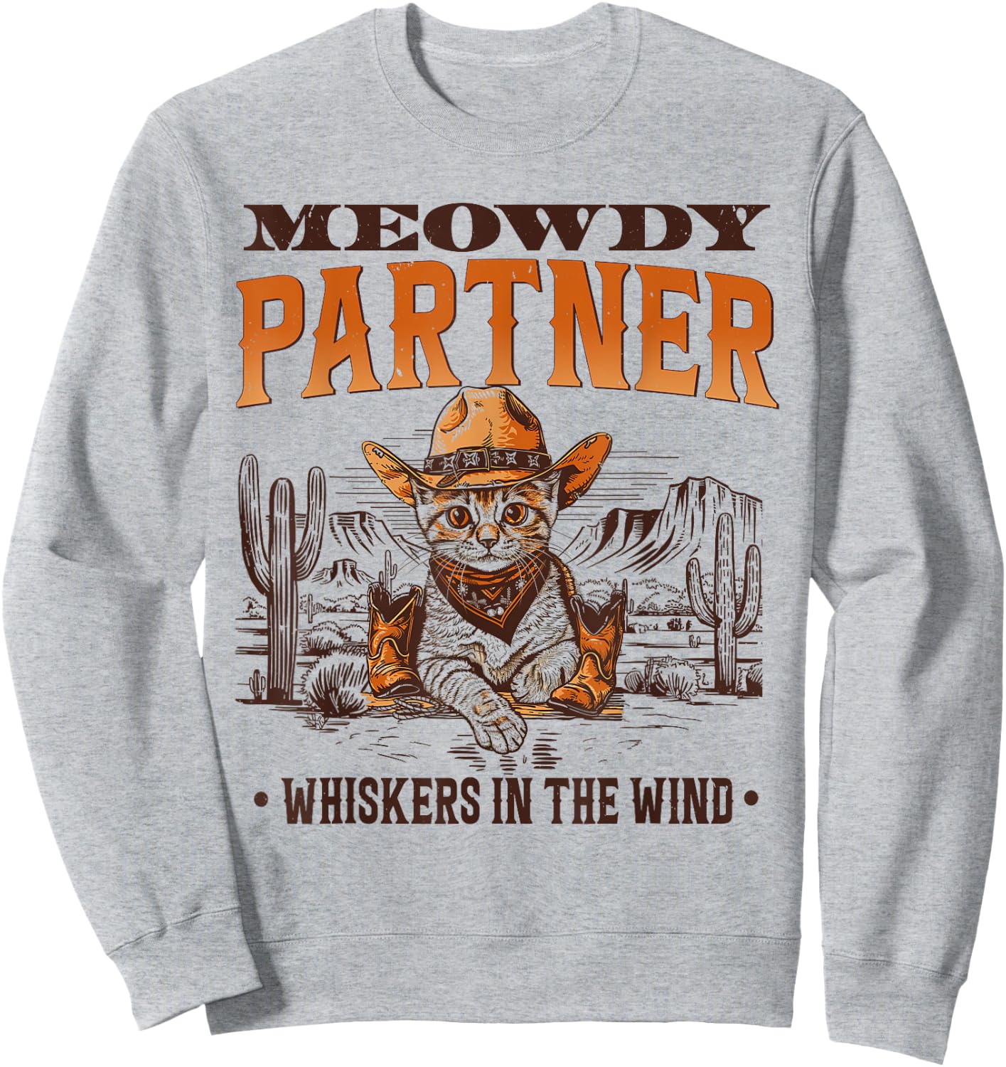 Meowdy Partner Cowboy Cat Vintage Women Kid Sweatshirt - Sweatshirt | Ash