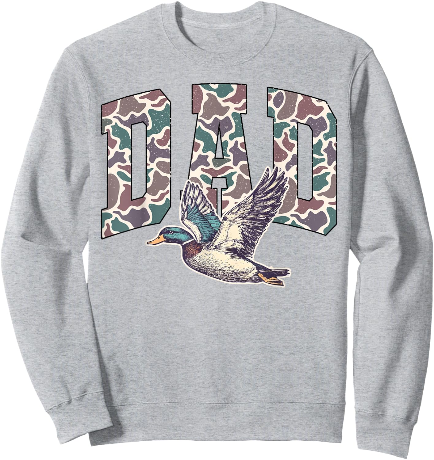 Retro Hunting Dad Waterfowl Duck Camouflage Camo Duck Dove Sweatshirt - Sweatshirt | Ash