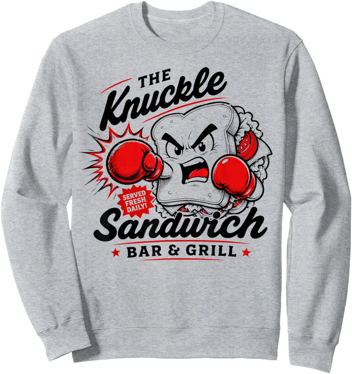 The Knuckle-Sandwich Bar & Grill Fighting Joke Bar Humor Sweatshirt - Sweatshirt | Ash