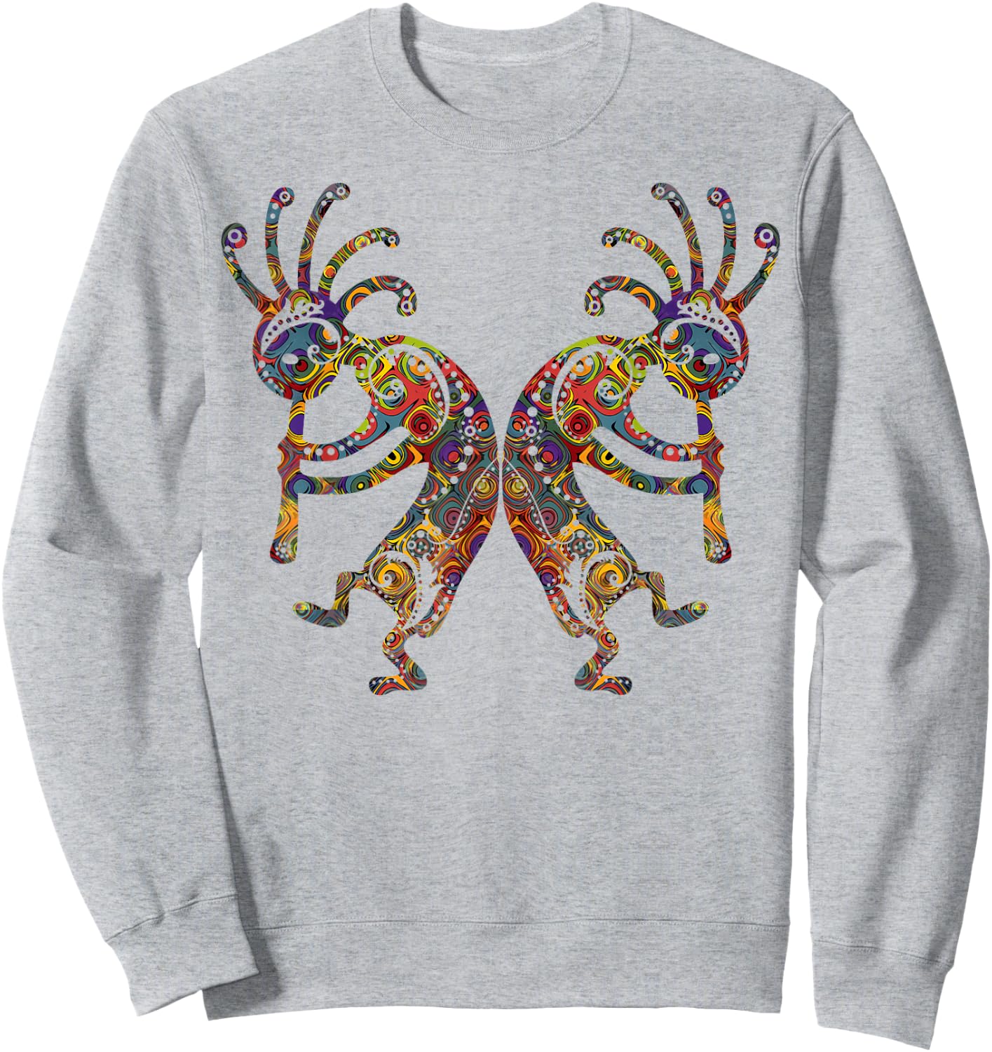 Native American Kokopelli Twins with Ornaments Sweatshirt - Sweatshirt | Ash