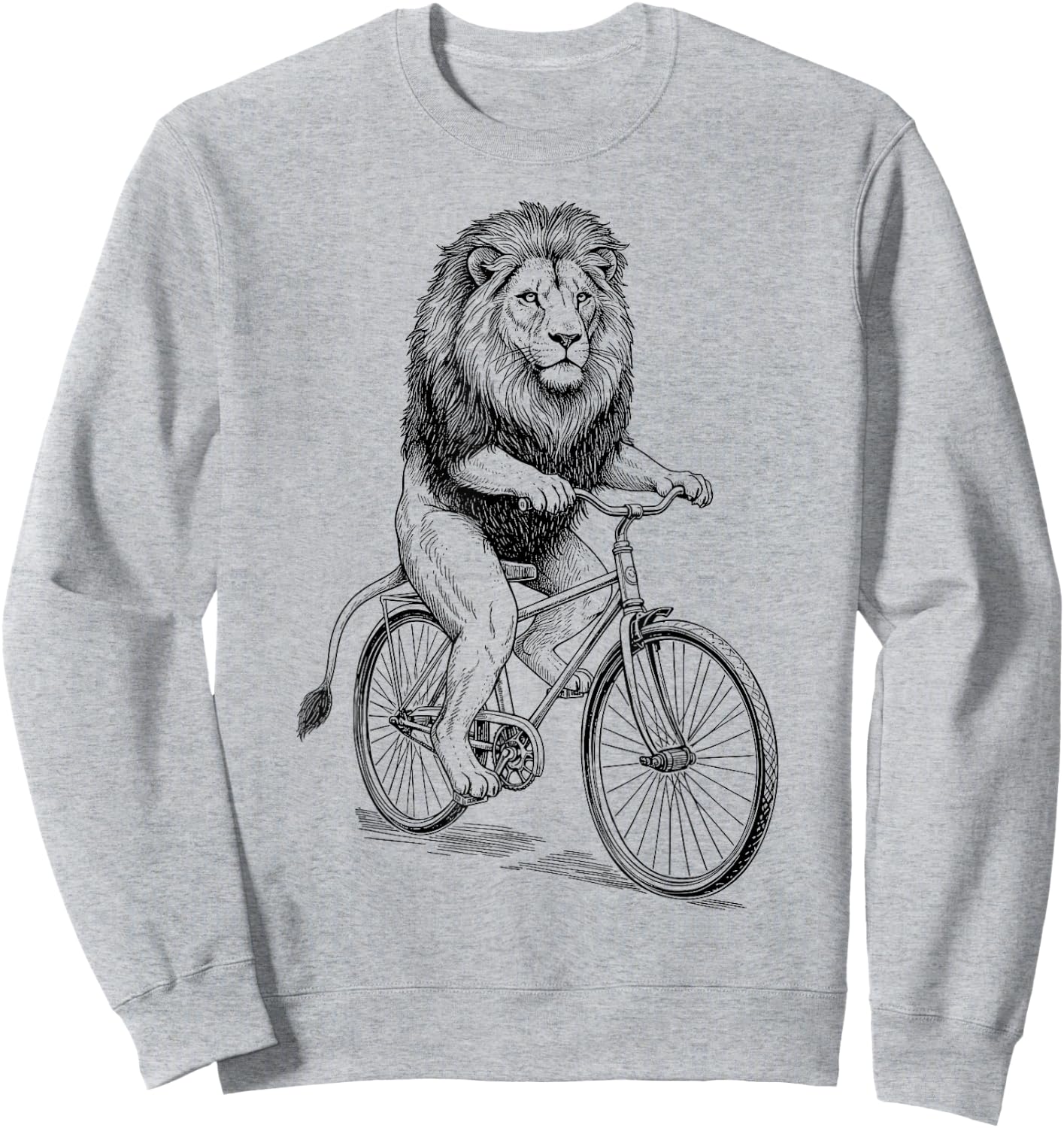 Vintage Lion Cat Shaped Cycling Sweatshirt - Sweatshirt | Ash
