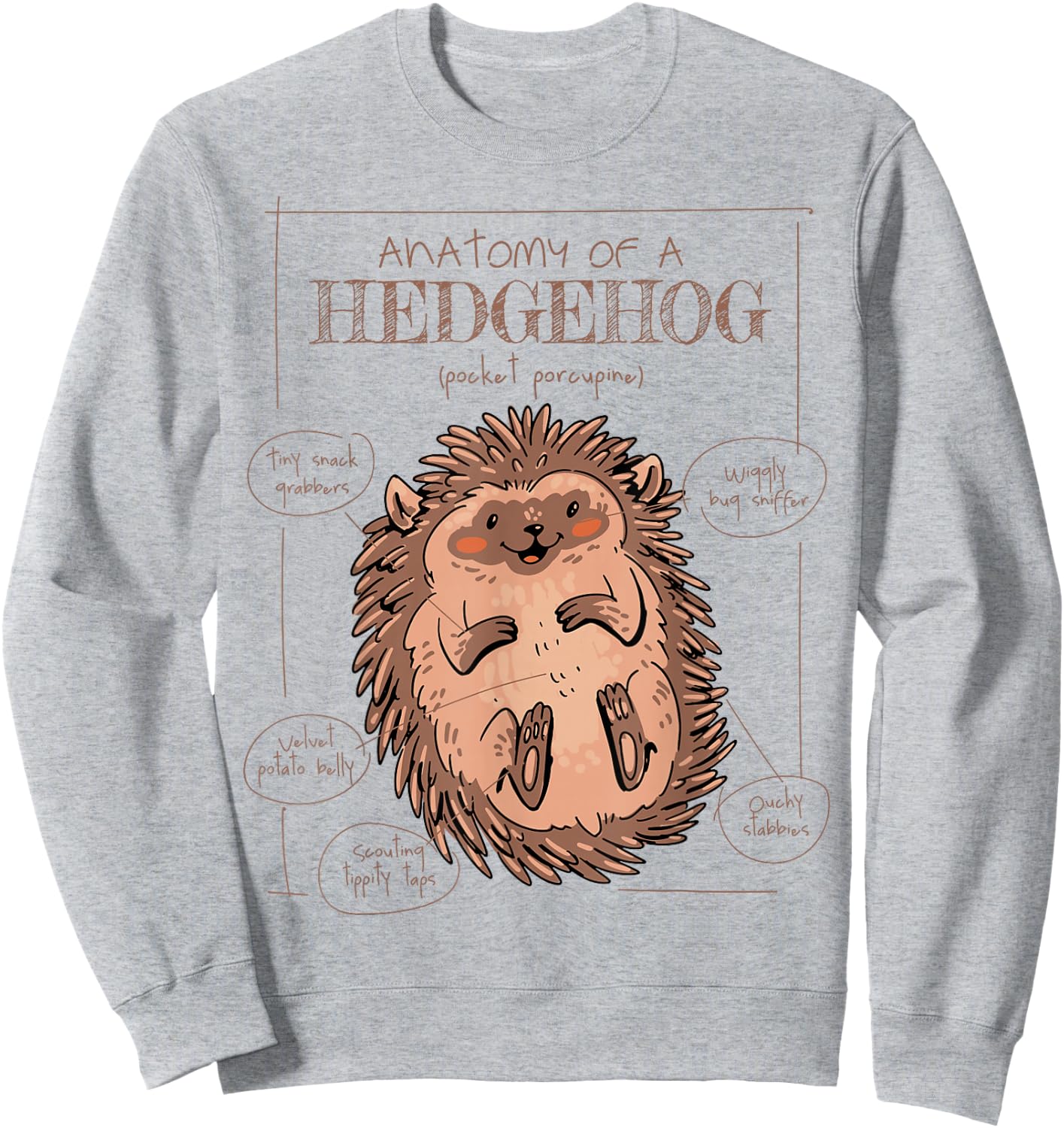 Anatomy of a Hedgehog - Pocket Porcupine Sweatshirt - Sweatshirt | Ash