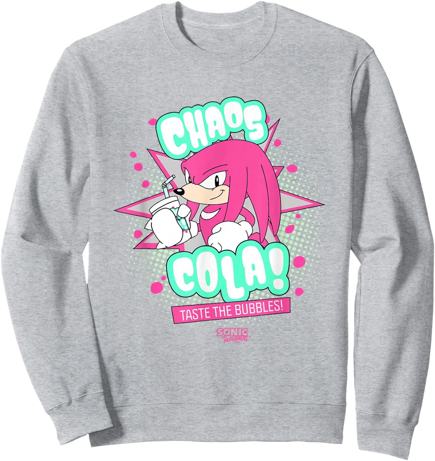 Sonic The Hedgehog Knuckles Chaos Cola Taste The Bubbles Sweatshirt - Sweatshirt | Ash