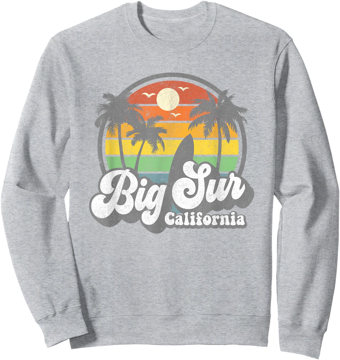 Big Sur California Beach Vacation Retro Surfing Summer Gift Sweatshirt - Sweatshirt | Ash
