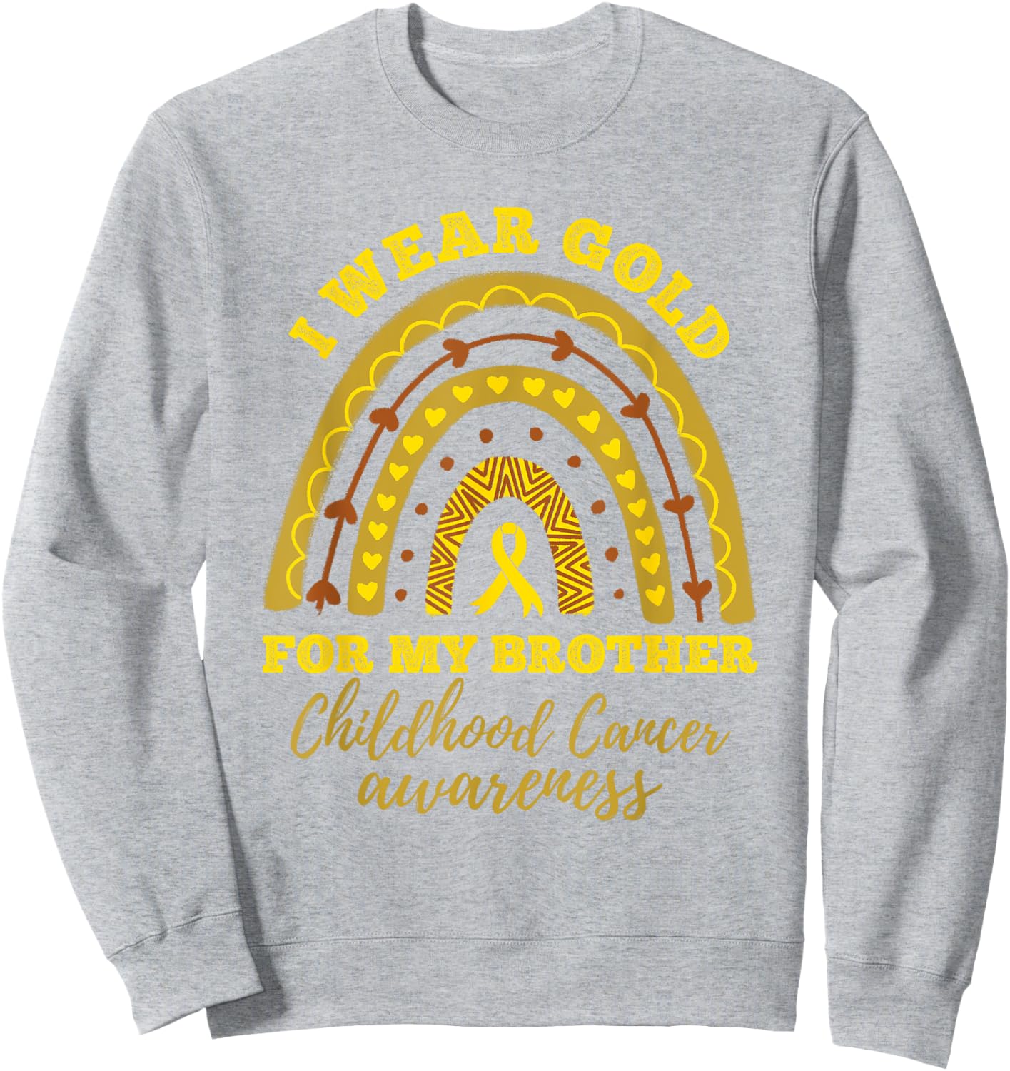 I Wear Gold For My Brother Childhood Cancer Awareness Sweatshirt - Sweatshirt | Ash