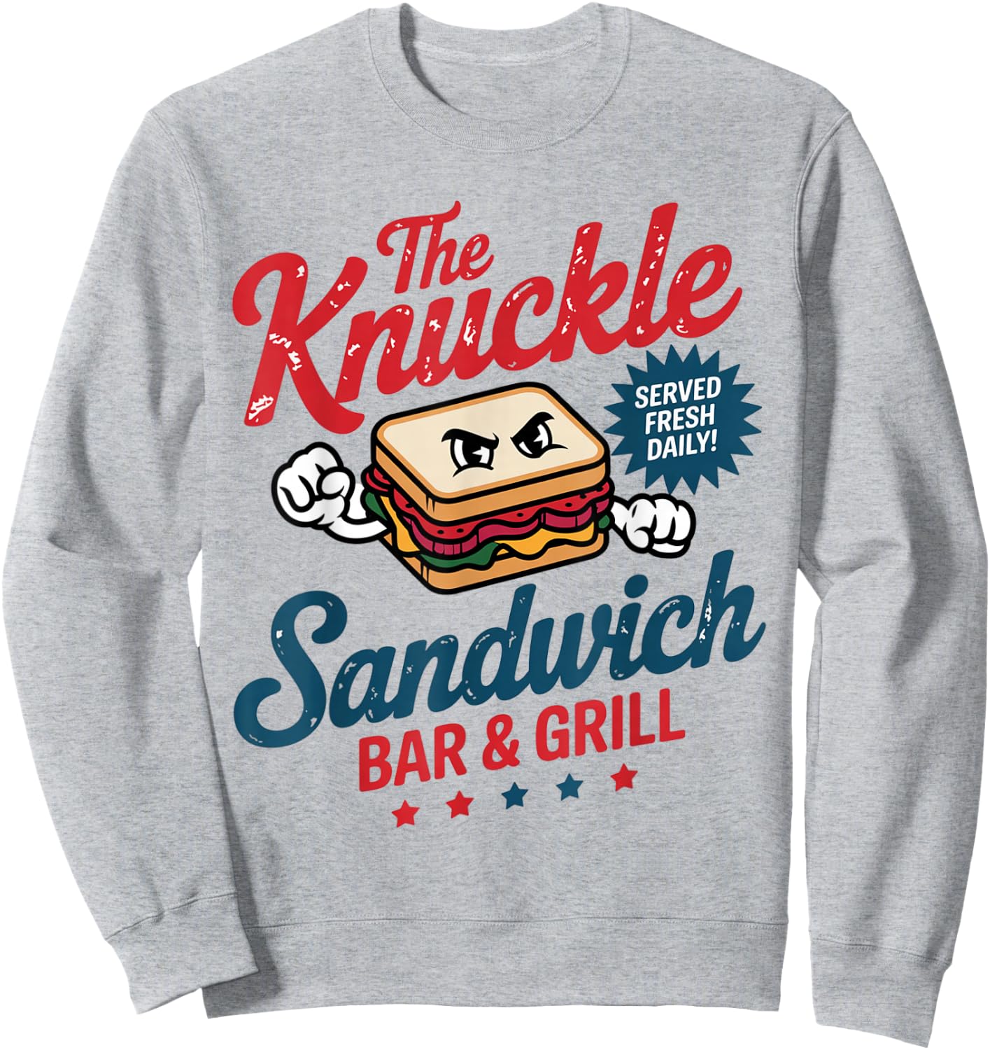 The Knuckle Sandwich Bar & Grill Fighting Sarcastic Joke Sweatshirt - Sweatshirt | Ash