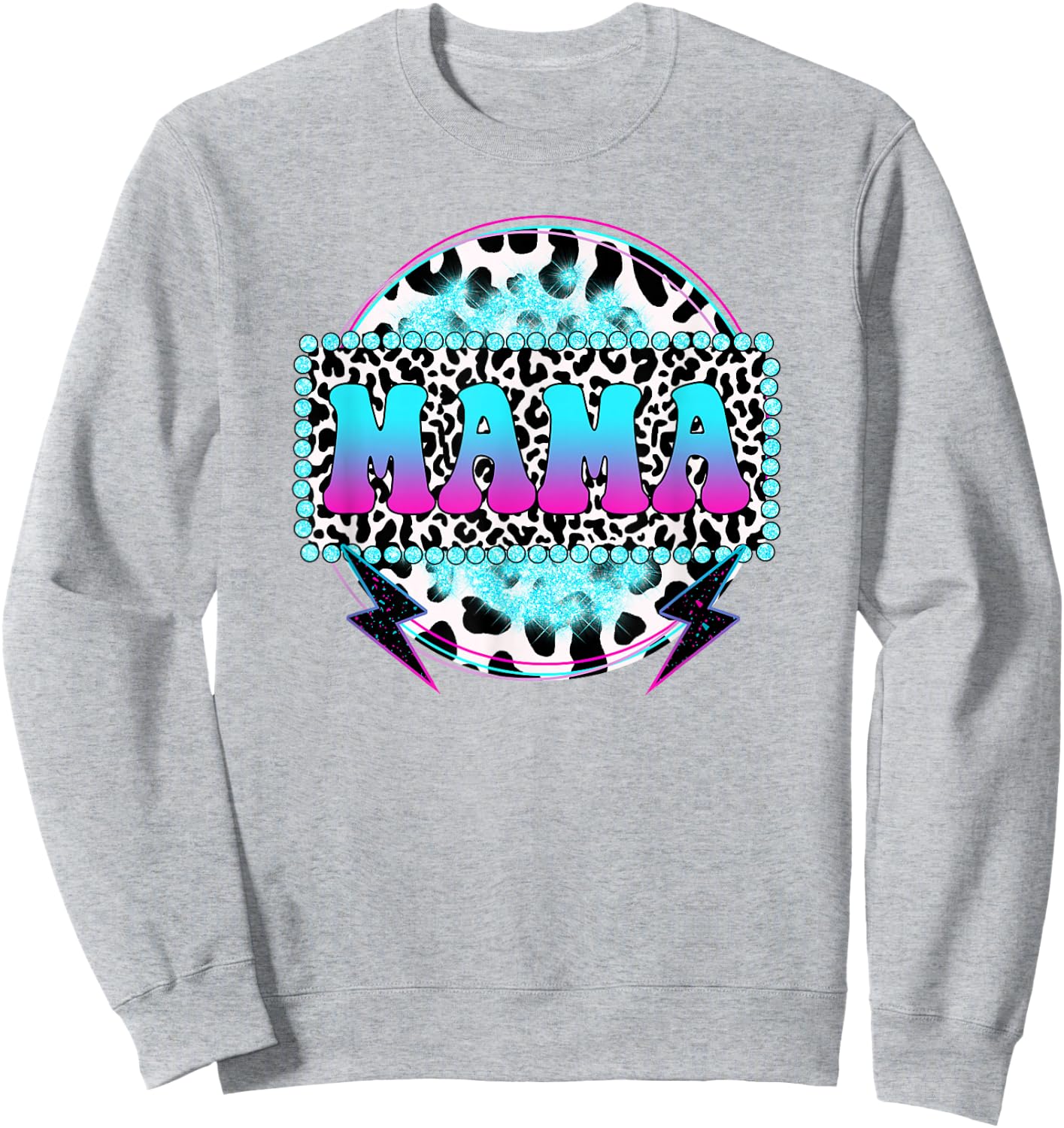 Groovy Mama Cow Print Pattern Mom Mother's Day Sweatshirt - Sweatshirt | Ash
