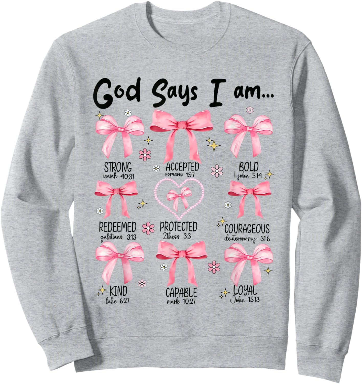 God Says I Am Pink Coquette Christian Jesus Happy Easter Day Sweatshirt - Sweatshirt | Ash