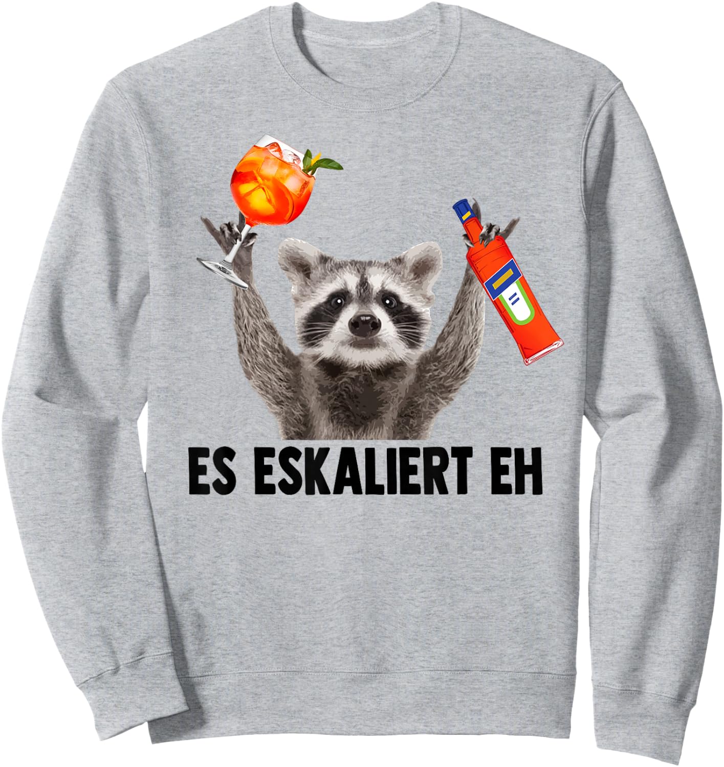 ES ESKALIERT EH X Raccoon Meme Racoon X Pedro Spritz , White Sweatshirt - Sweatshirt | Ash