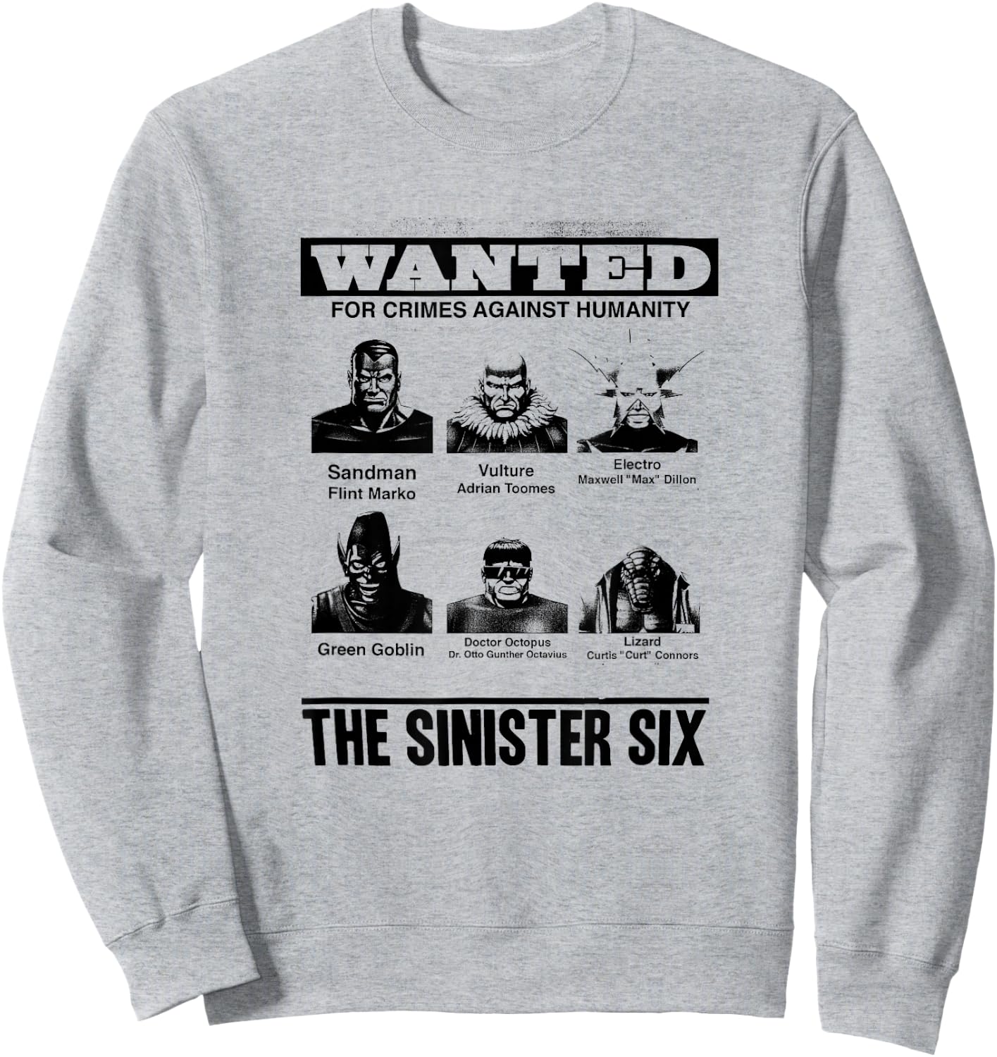 Marvel Comics Retro Classic The Sinister Six Wanted Poster Sweatshirt - Sweatshirt | Ash