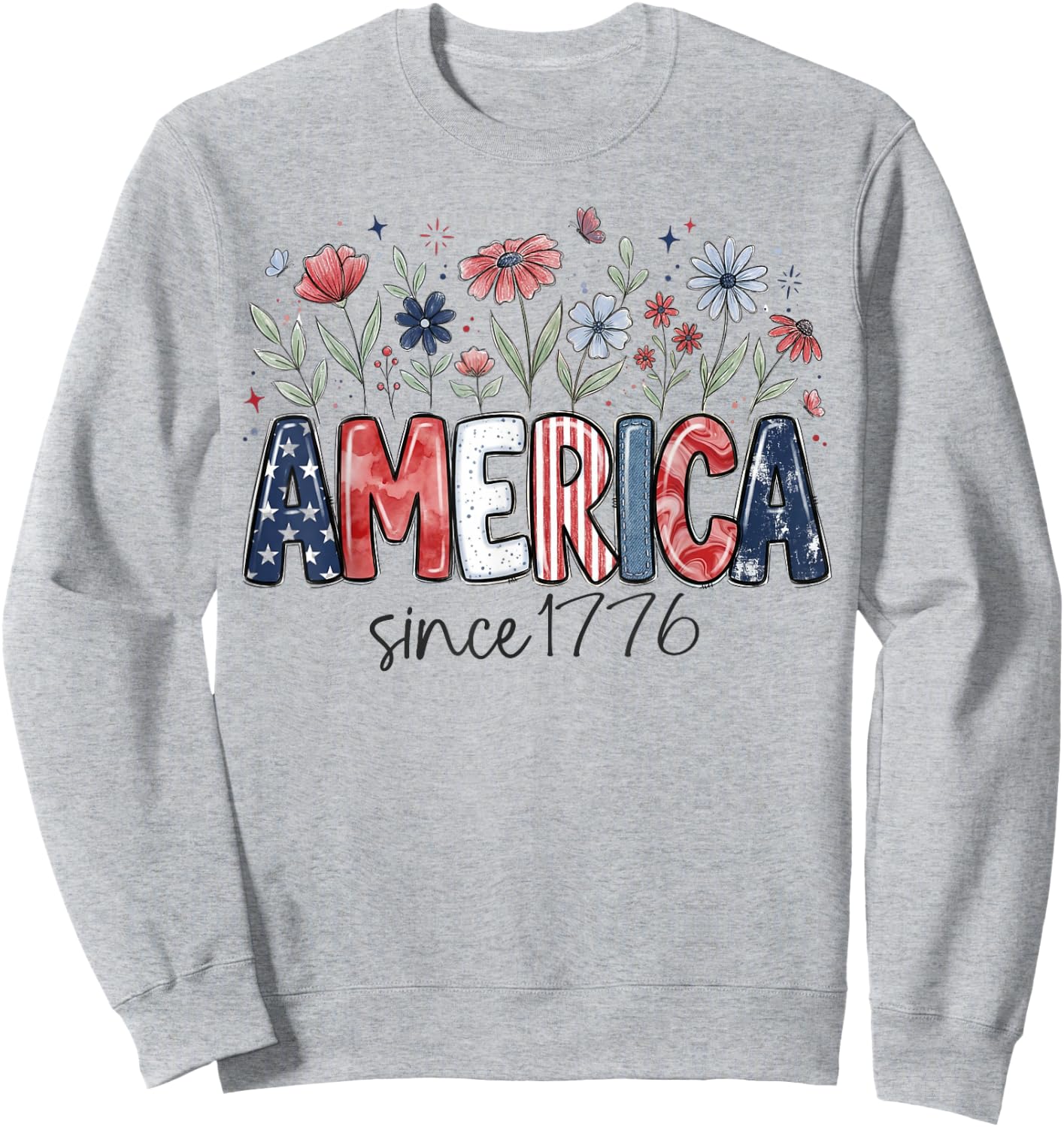 Since 1776 American Vintage Floral Red White and Blue Floral Sweatshirt - Sweatshirt | Ash