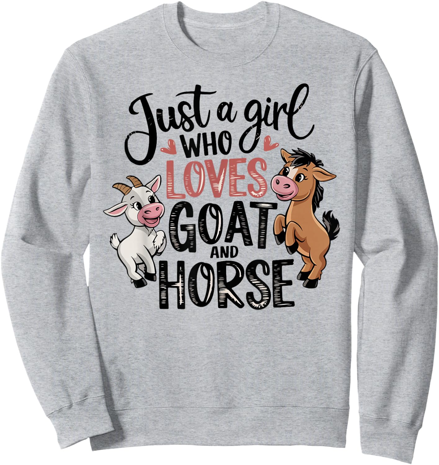 Just A Girl Who Loves Goat & Horse Farming Farmer Kids Girls Sweatshirt - Sweatshirt | Ash