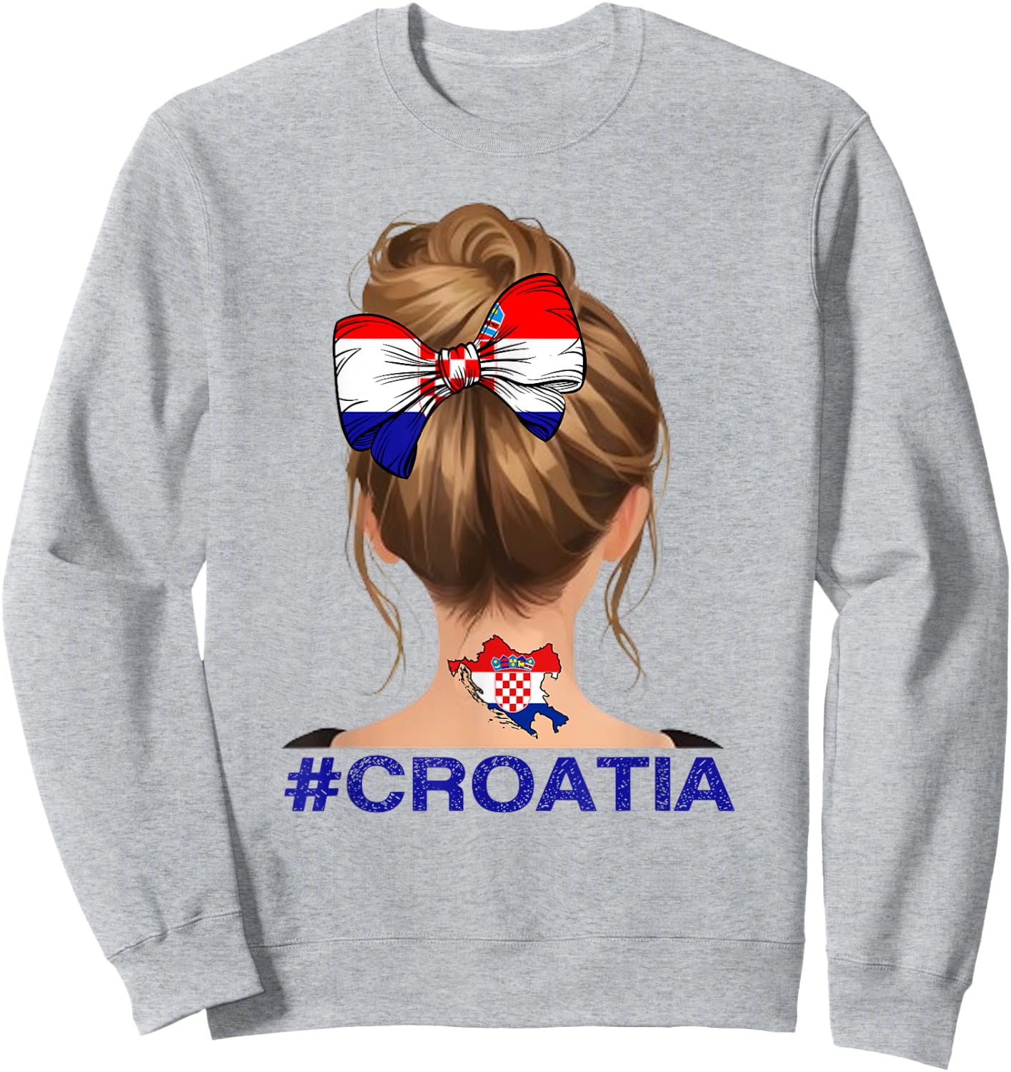 Kroatisches Mädchen – Kroatien-Flagge unordentlicher Dutt Sweatshirt - Sweatshirt | Ash