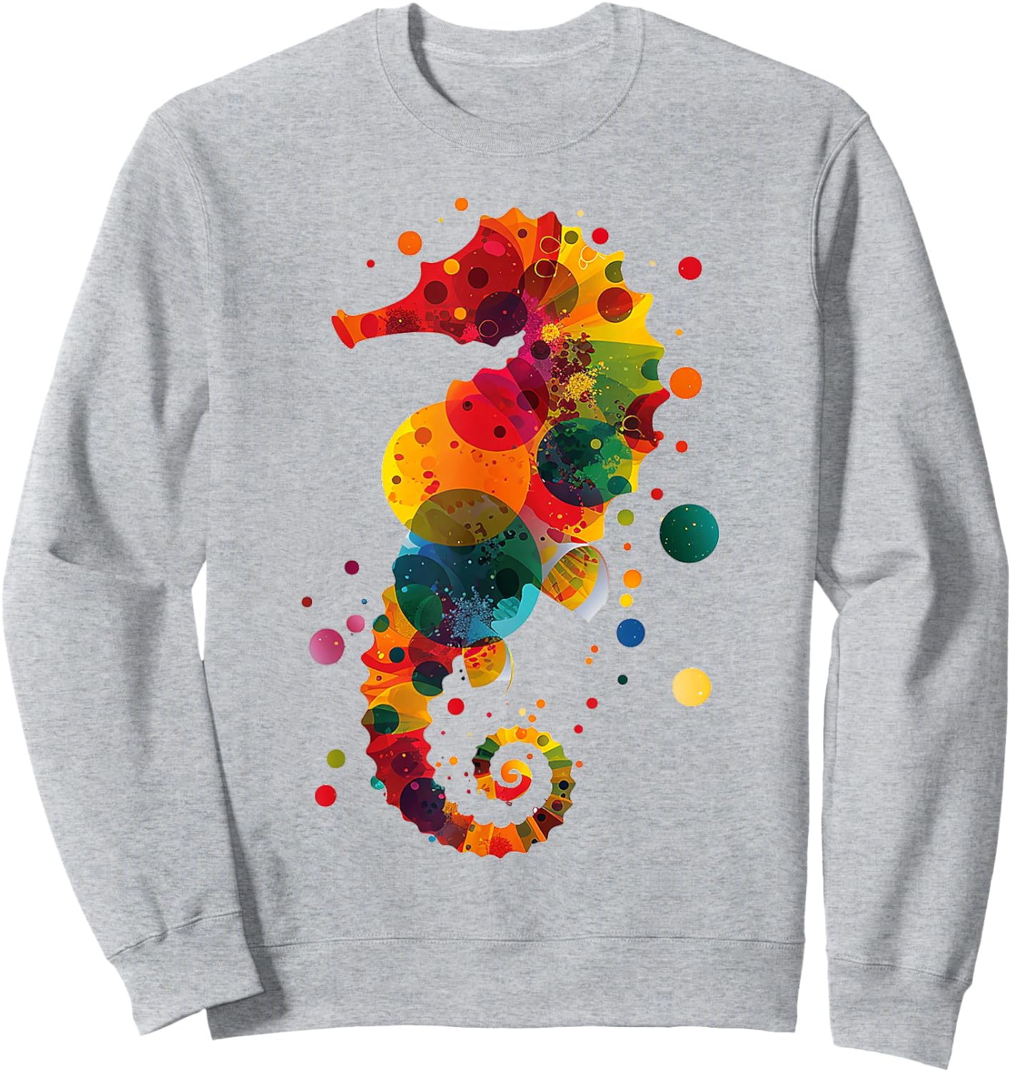 Seahorse Planets Abstract Animal Colourful Art Seahorse , White Sweatshirt - Sweatshirt | Ash