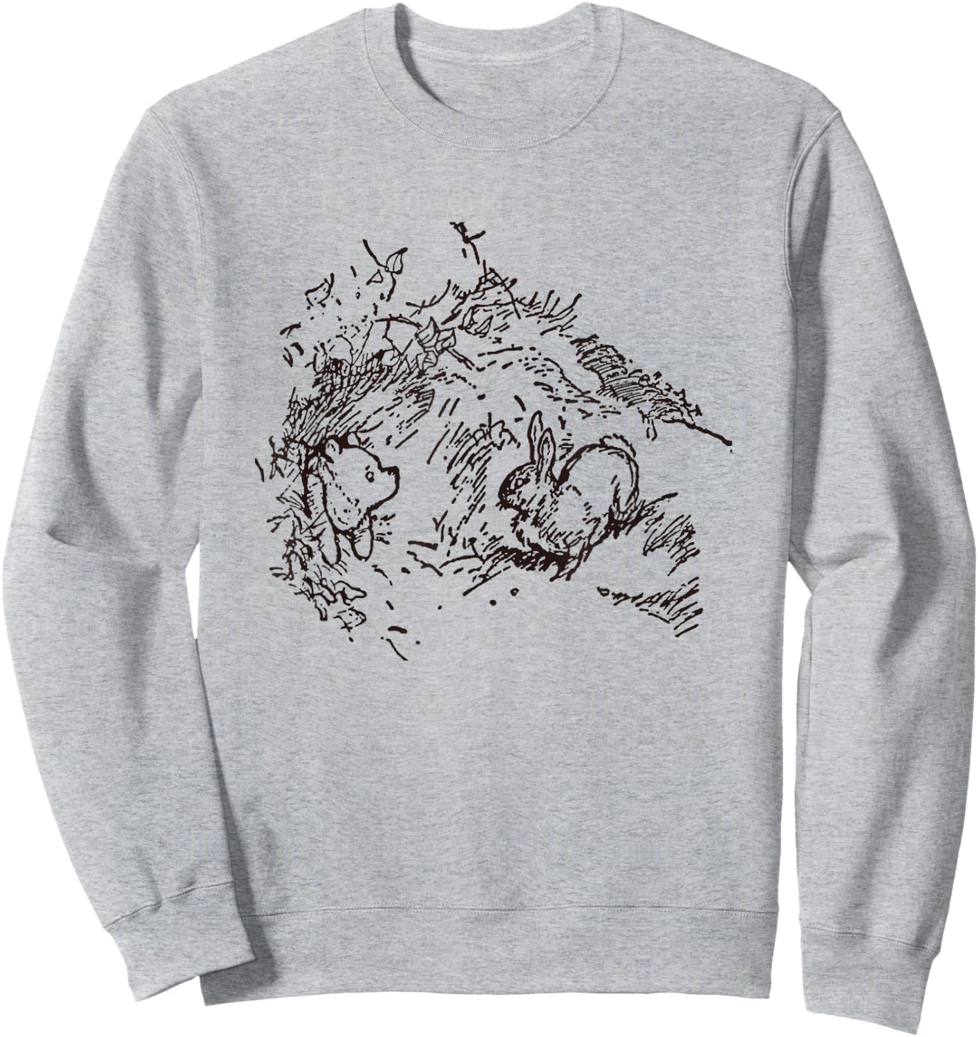Disney Winnie the Pooh And Rabbit Outline Big Chest Logo F&B Sweatshirt - Sweatshirt | Ash