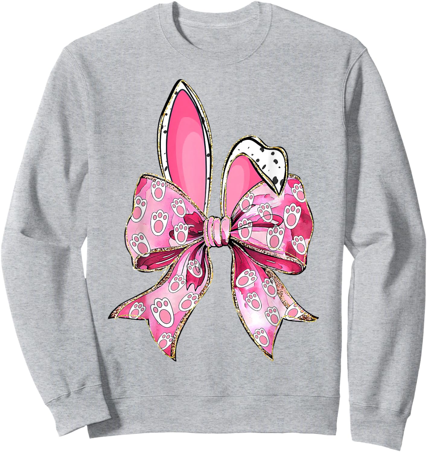 Happy Easter Bunny Coquette Bow Ears Girls Teen Women Sweatshirt - Sweatshirt | Ash