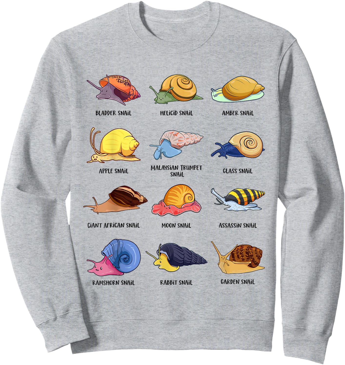 Snails of The World - Snail Species Sweatshirt - Sweatshirt | Ash