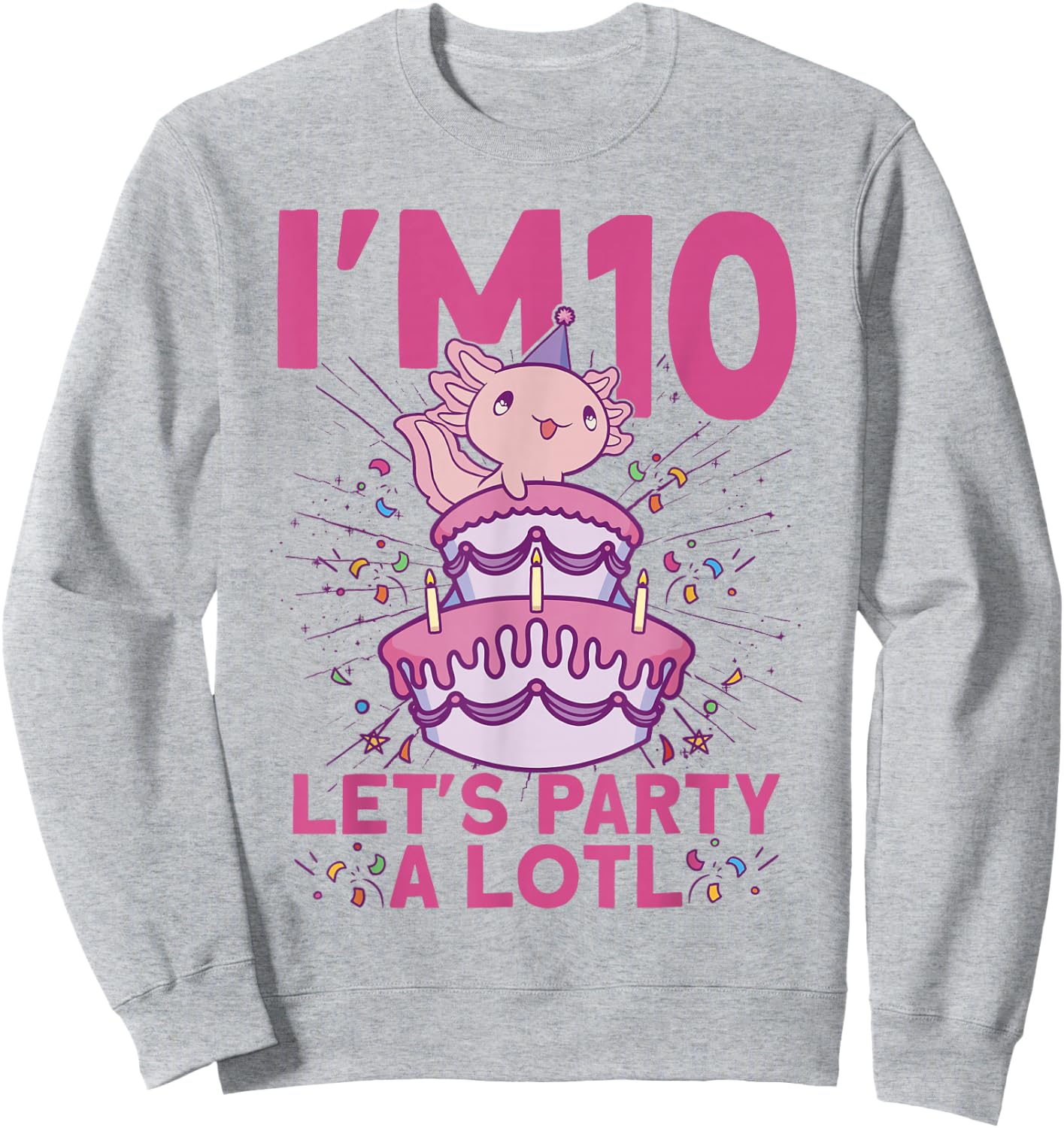 I'm 10 bday Axolotl party cute 10th Birthday Kids Axolotl Sweatshirt - Sweatshirt | Ash