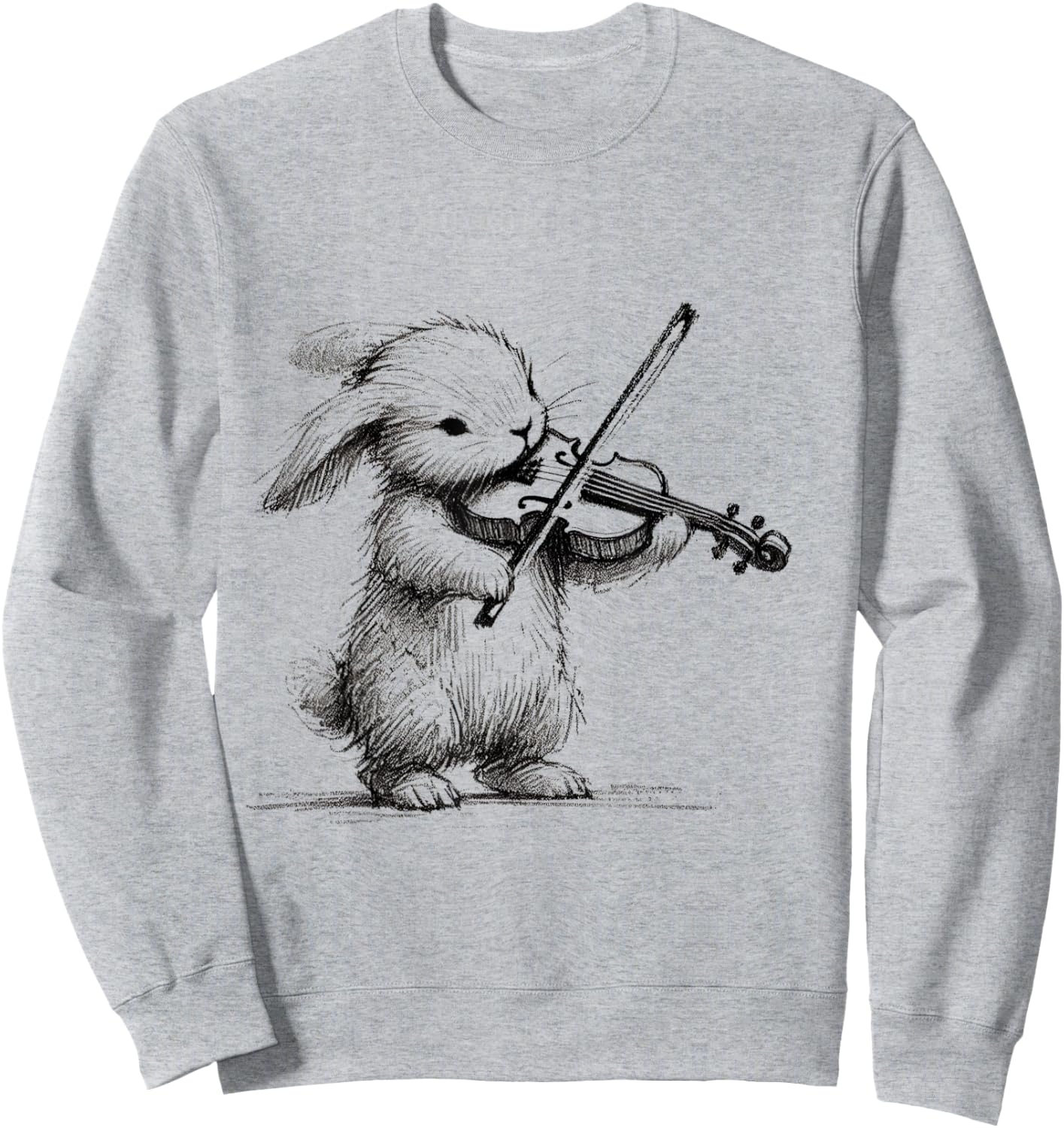 Bunny Playing Violin – Cute Musical Animal Art Sweatshirt - Sweatshirt | Ash