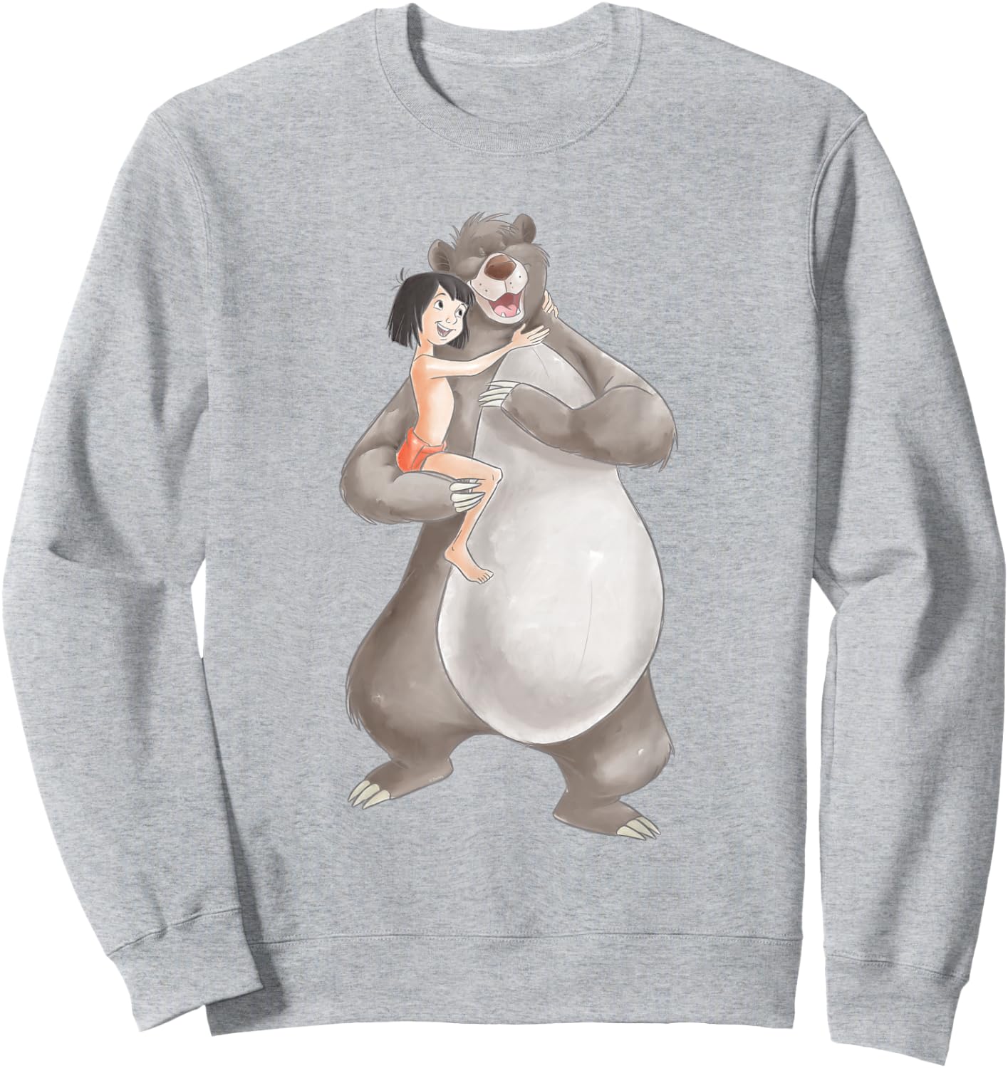 Jungle Book Watercolour Balu And Maugli , White Sweatshirt - Sweatshirt | Ash