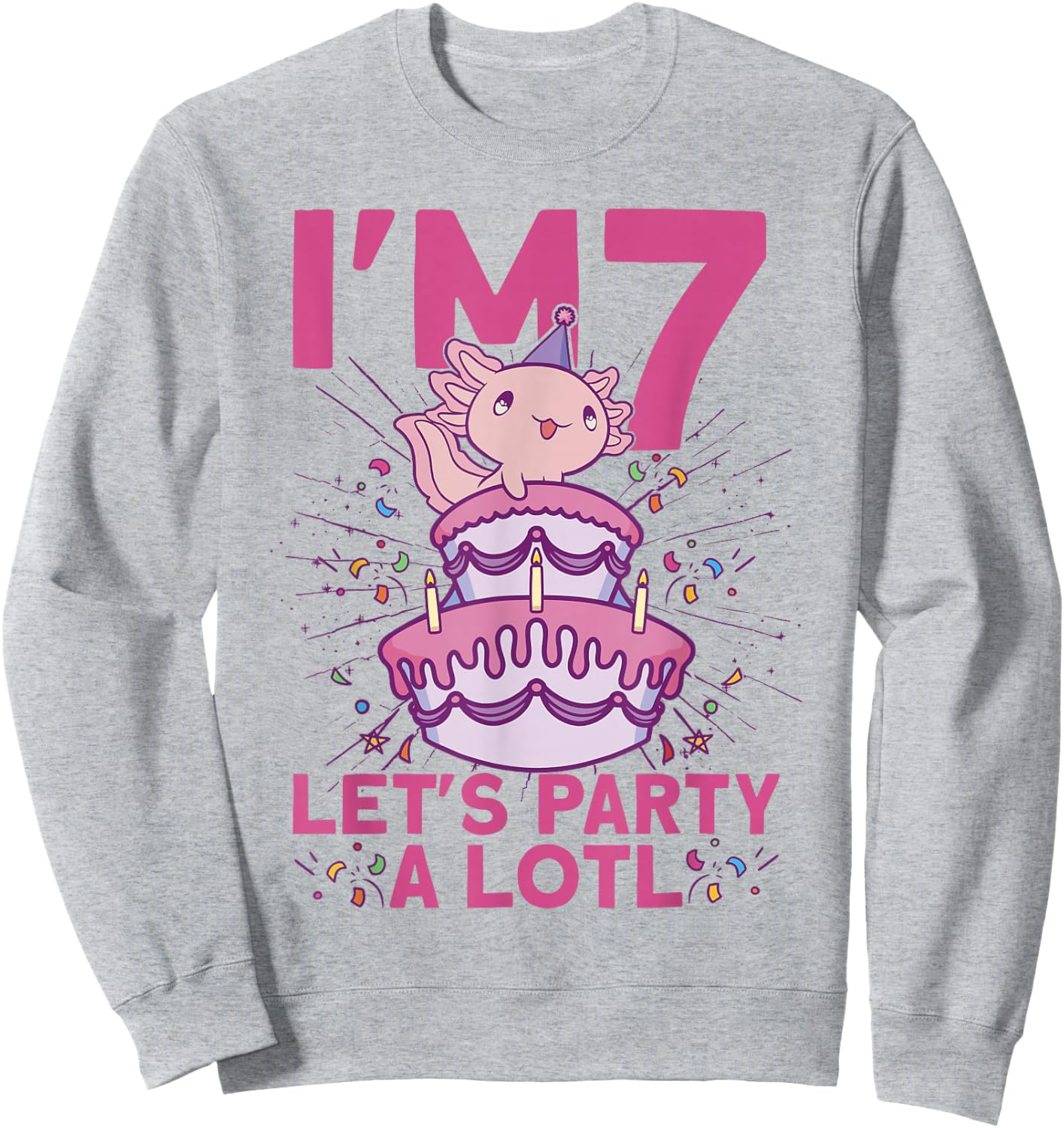 I'm 7 bday Axolotl party cute 7th Birthday Kids Axolotl Sweatshirt - Sweatshirt | Ash
