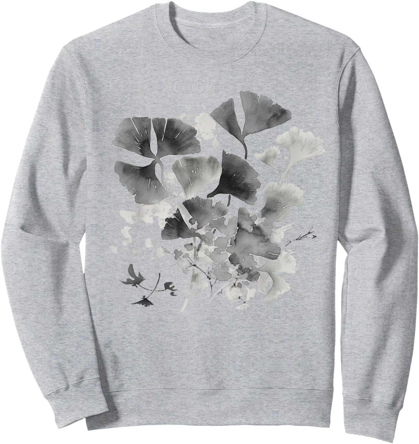 Ginkgo Blätter Ginko-Baum Sumi-e Malerei China Japan Kunst Sweatshirt - Sweatshirt | Ash