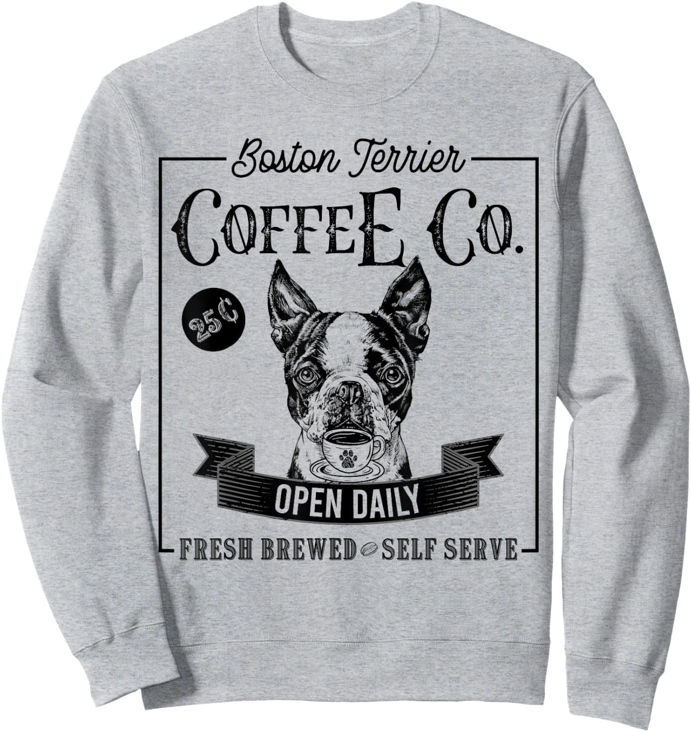 Retro Boston Terrier Coffee Funny Dog Mom Coffee Lover Sweatshirt - Sweatshirt | Ash