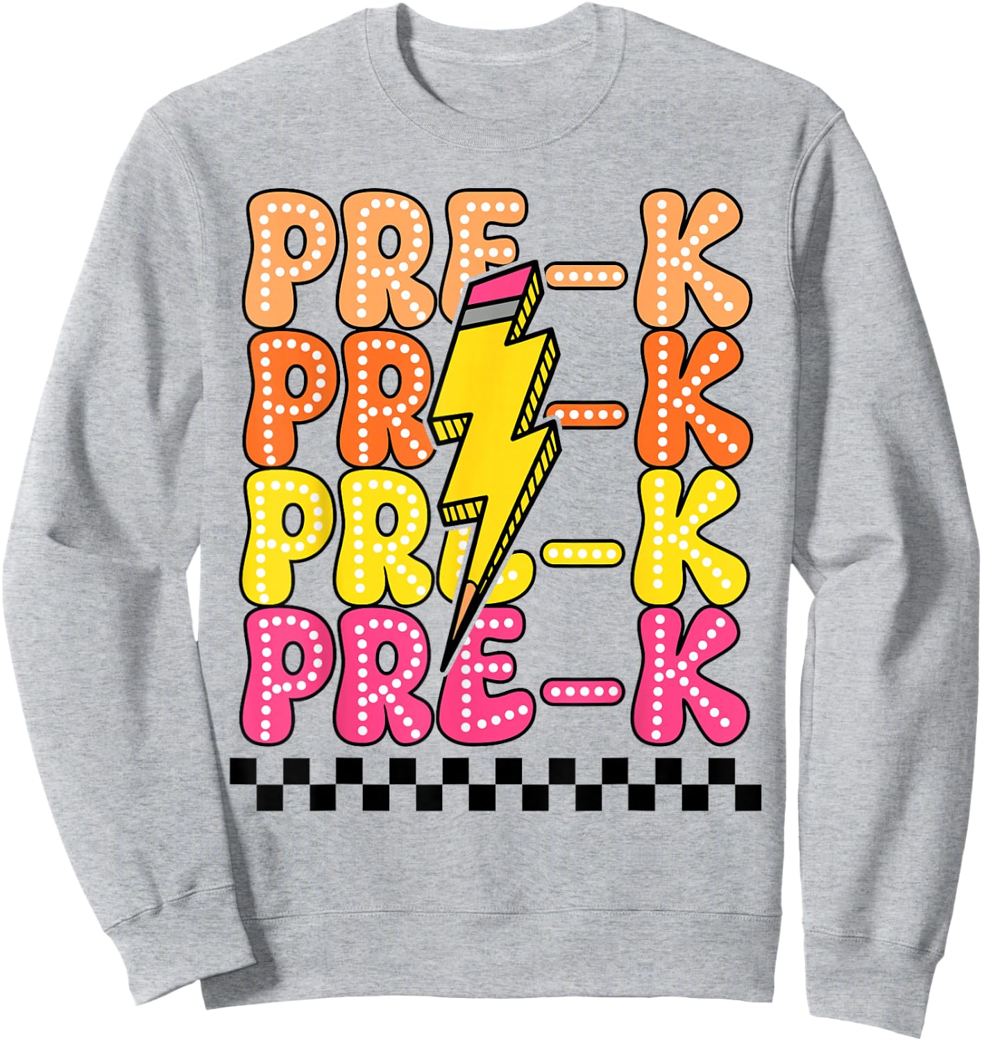 Pre-K Lightning Bolt Pencil Retro Teacher Boys Girls Sweatshirt - Sweatshirt | Ash