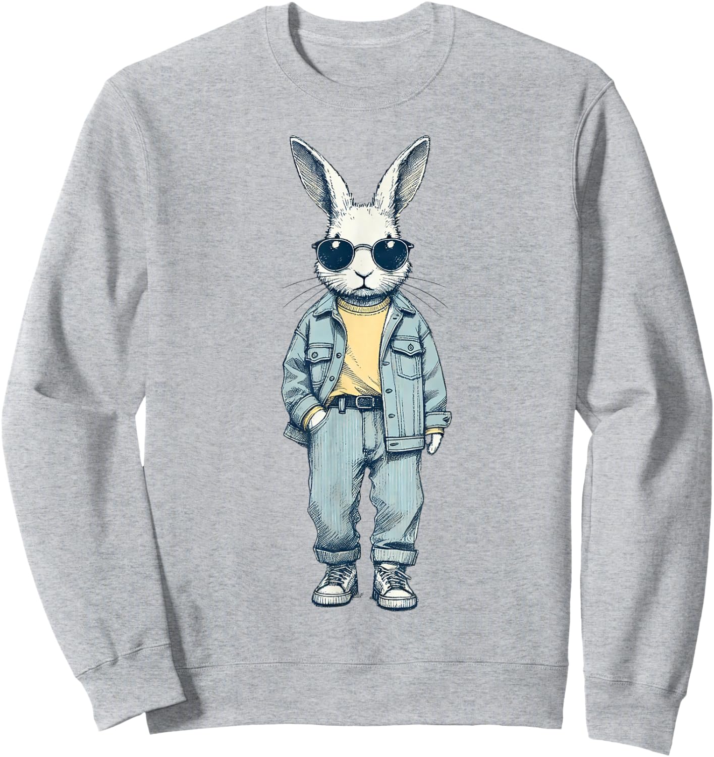 Boys Easter Shirt Bunny Rabbit with Sunglasses Kids Sweatshirt - Sweatshirt | Ash