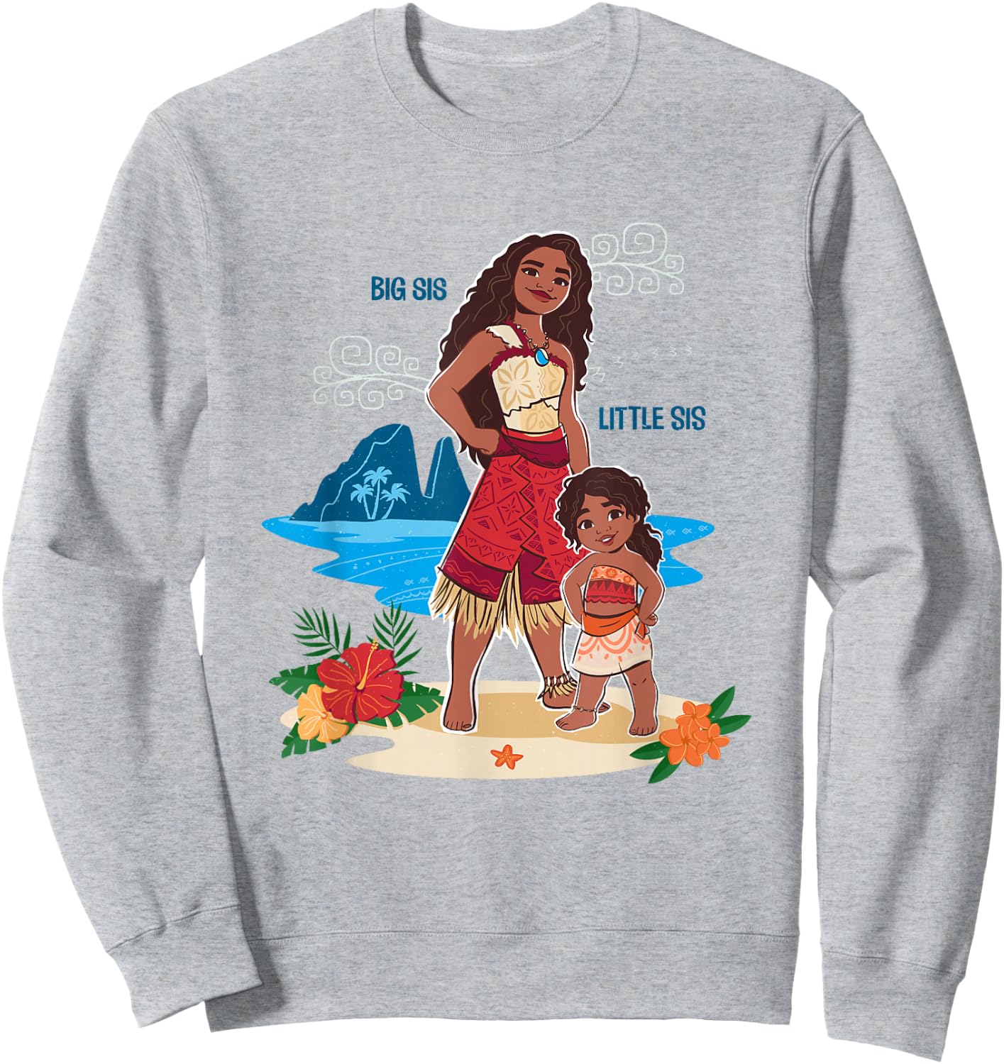Disney Moana 2 Big Sis Little Sis Oceania Tropical Duo , grey, S Sweatshirt - Sweatshirt | Ash