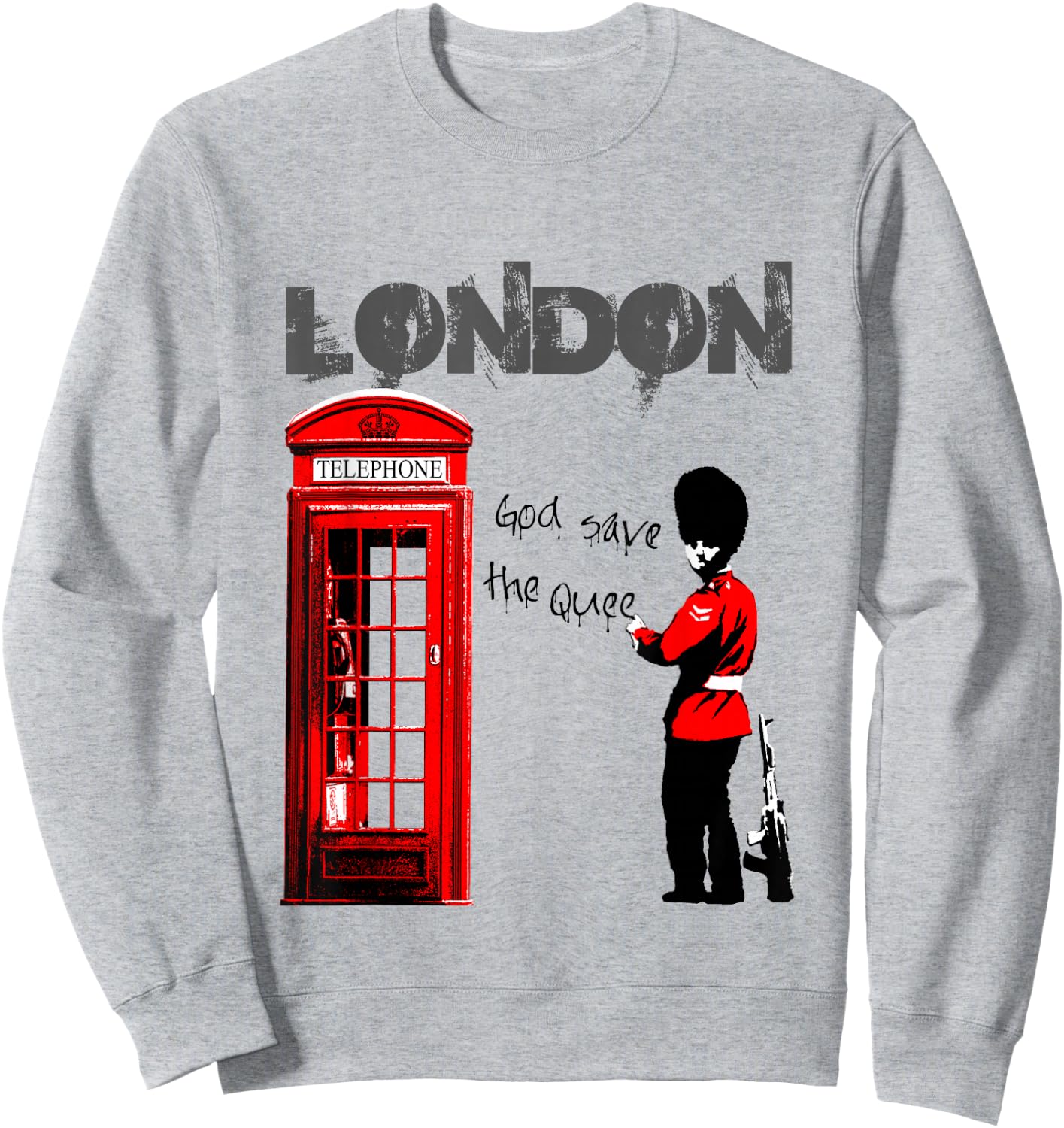 London Banksy Gott schütze die Königin Sweatshirt - Sweatshirt | Ash