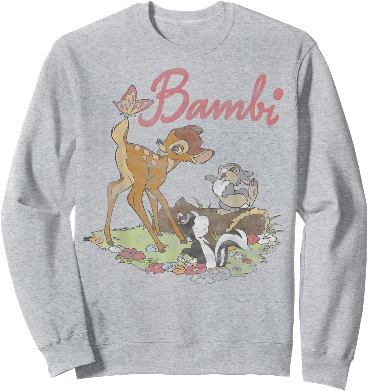 Disney Bambi Thumper Simple Flower Portrait Logo, white, S Sweatshirt - Sweatshirt | Ash