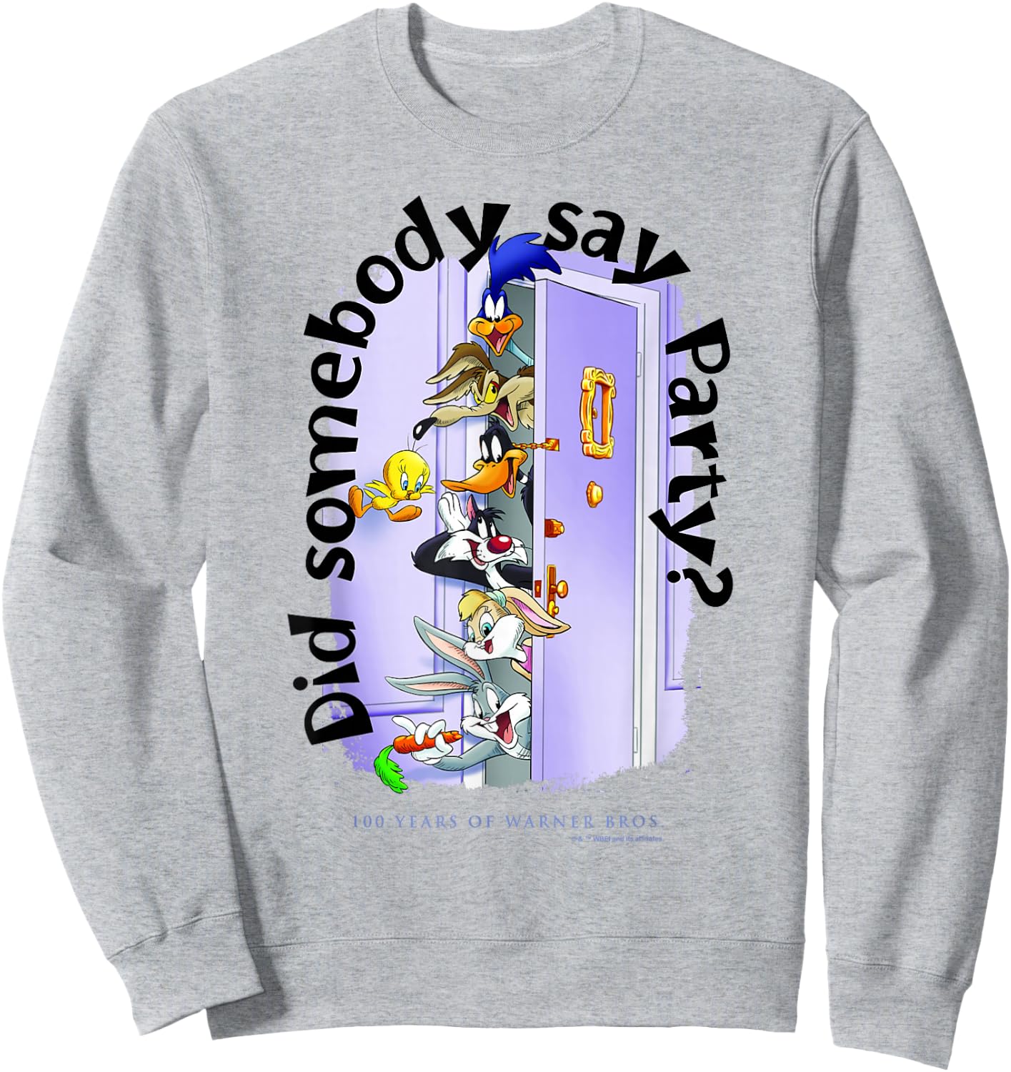 WB 100 Looney Tunes Group Shot Friends Party Iconic Portrait Sweatshirt - Sweatshirt | Ash