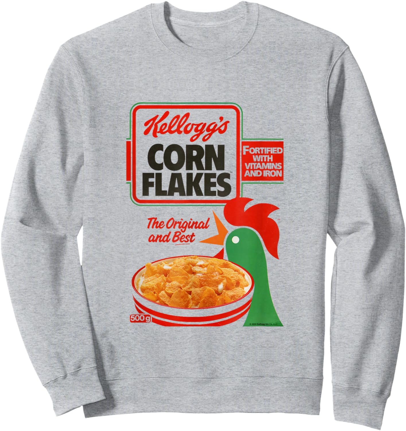 Kellogg's Corn Flakes Breakfast Cereal Box Art 1983 , white, S Sweatshirt - Sweatshirt | Ash