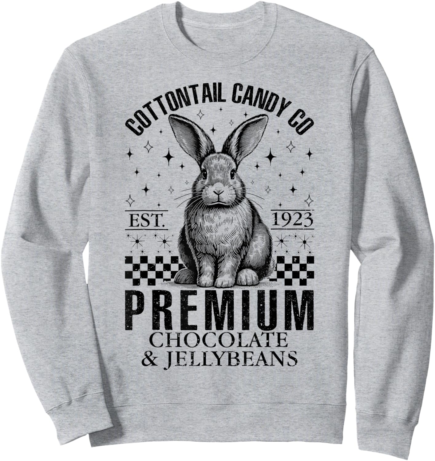 Cottontail Candy Company Chocolate Cute Bunny Easter Day Sweatshirt - Sweatshirt | Ash