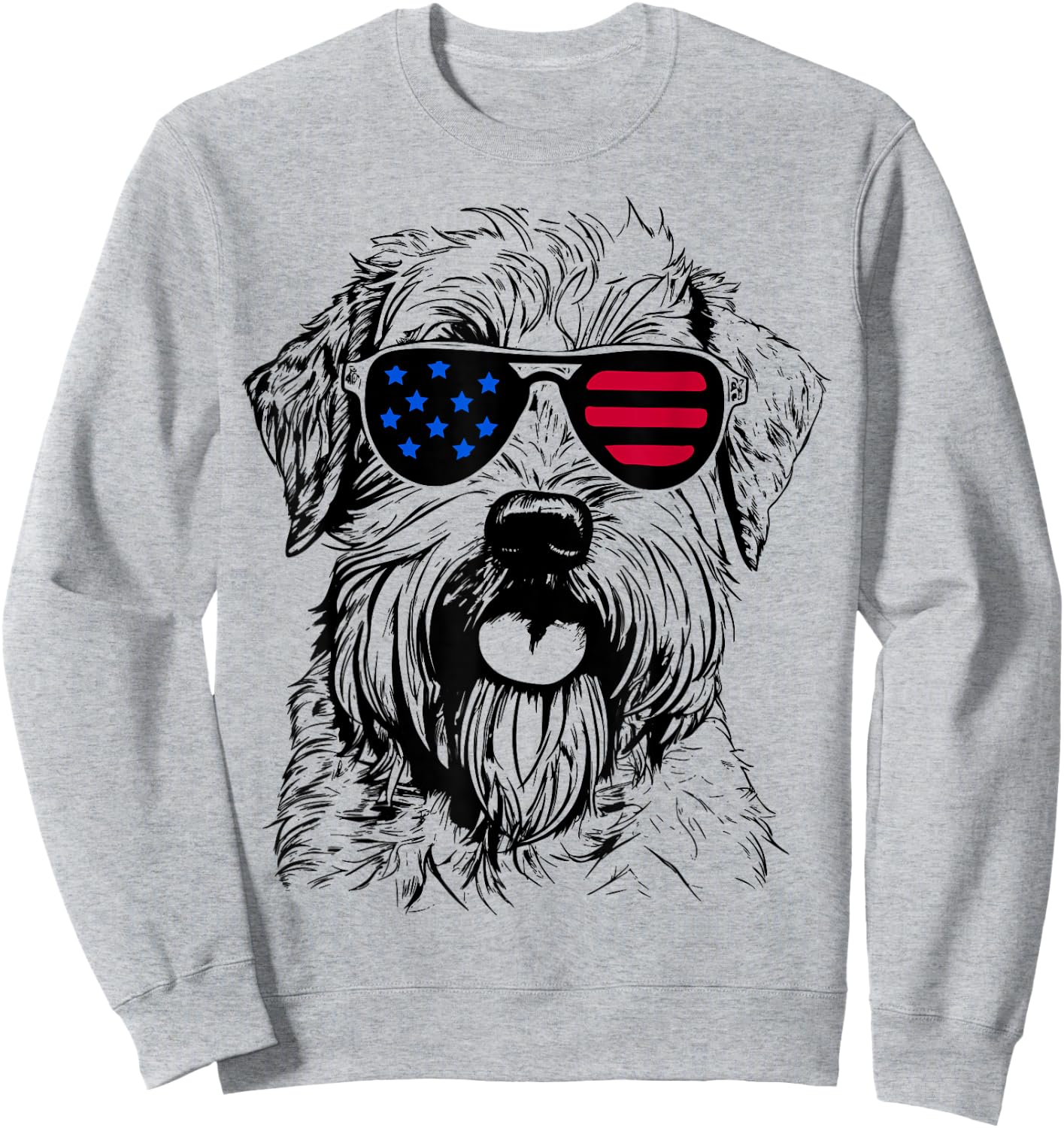 Soft Coated Wheaten Terrier Dog 4th July America USA Flag Women Kids Men Sweatshirt - Sweatshirt | Ash