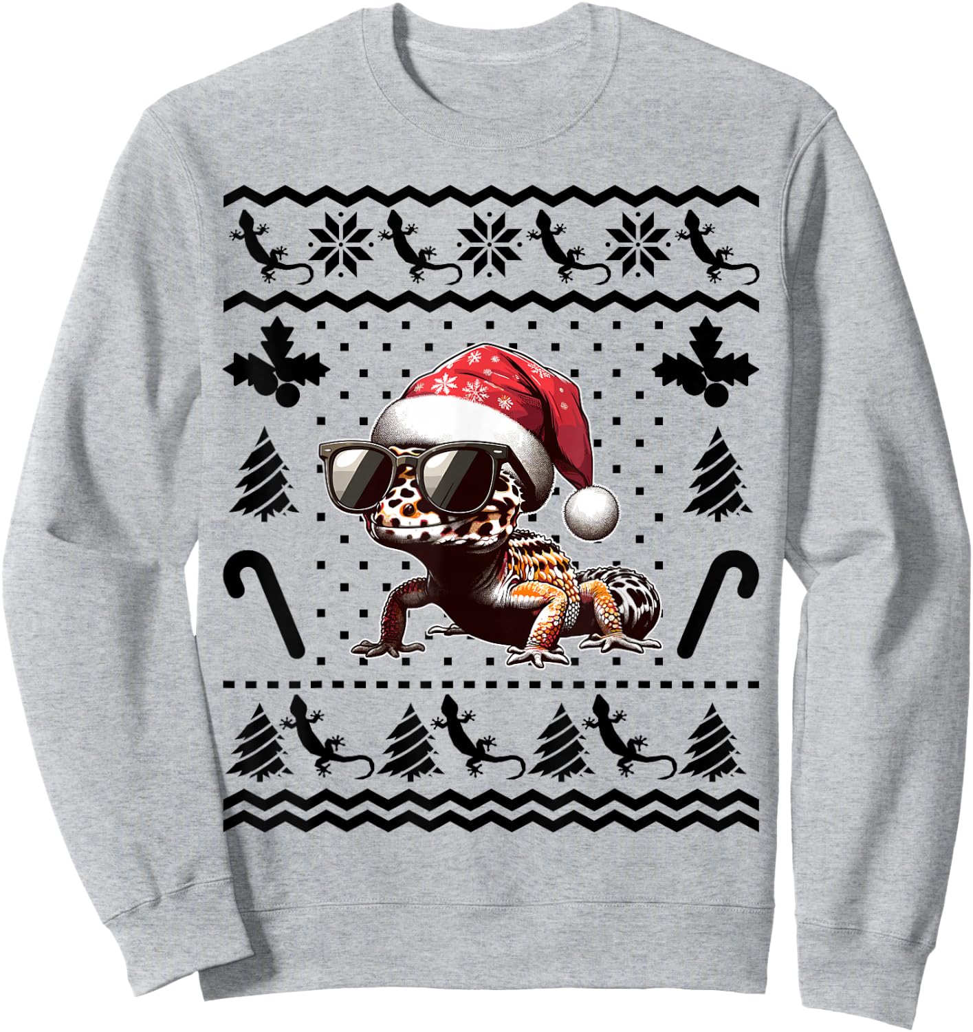Funny Leopard Gecko Christmas Xmas Reptile Lovers Lizard Sweatshirt - Sweatshirt | Ash