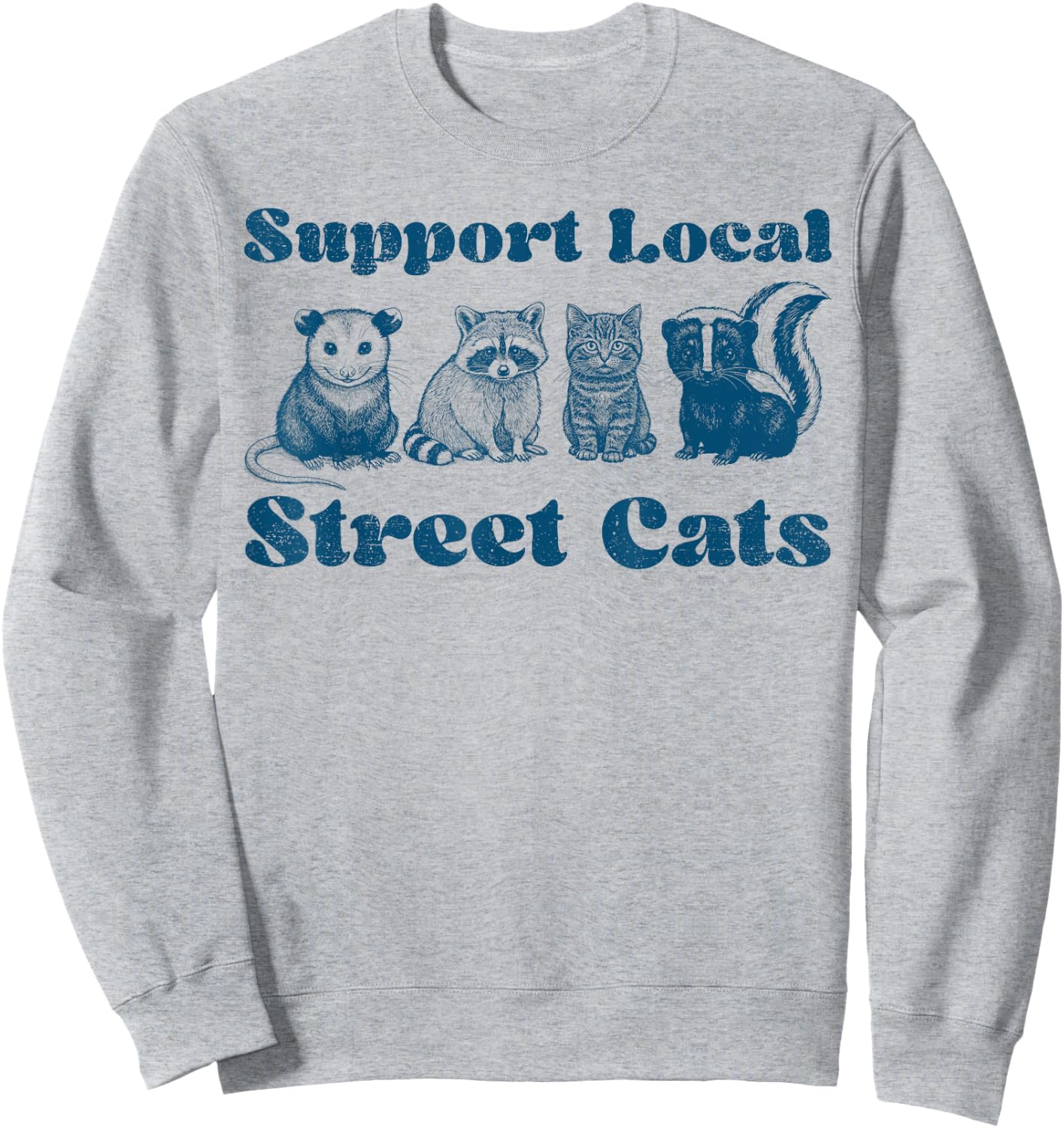 Support Local Street Cats Team Trash Opossum Raccoon Rat Sweatshirt - Sweatshirt | Ash